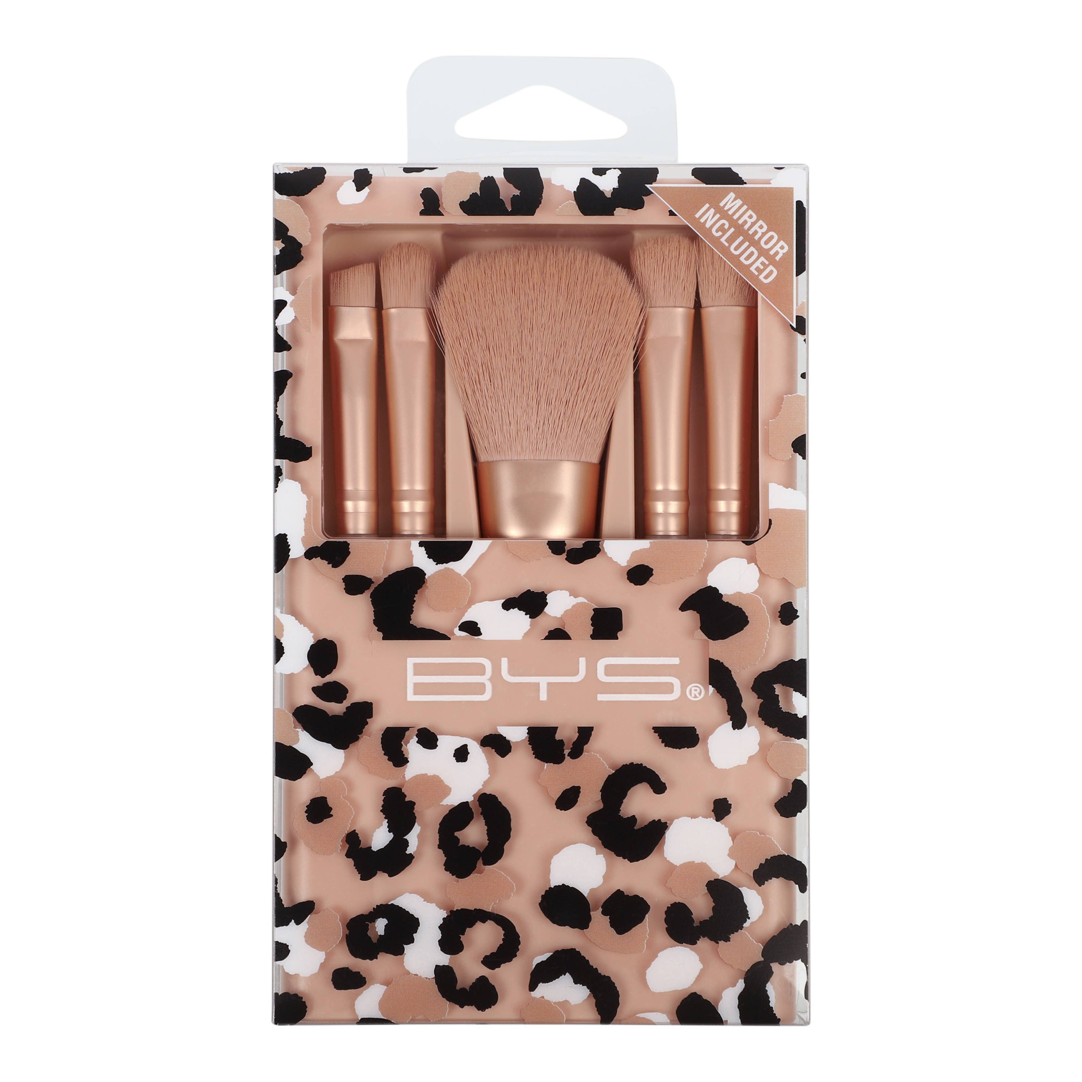 Kit de Pinceaux de Maquillage BYS avec Miroir LEOPARD