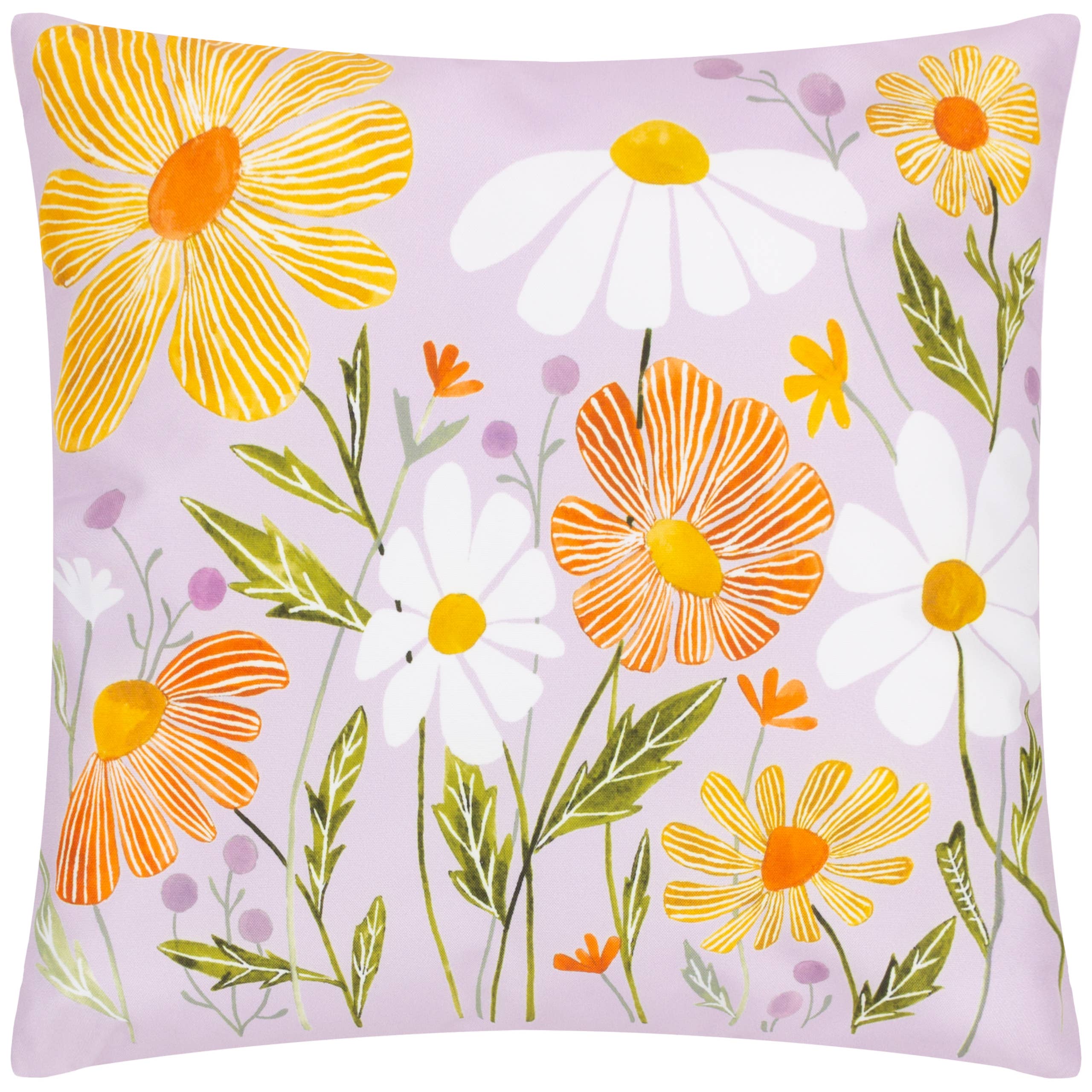 Coussin d'extérieur Wildflowers lilas/pêche: Lilas/Pêche / Polyester / 43 x 43 cm