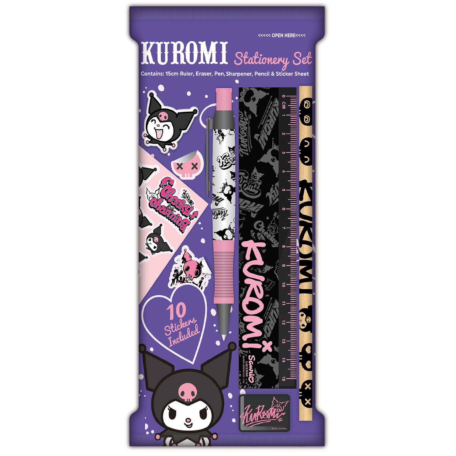 Sanrio Kuromi - Set de papeterie 6 pièces