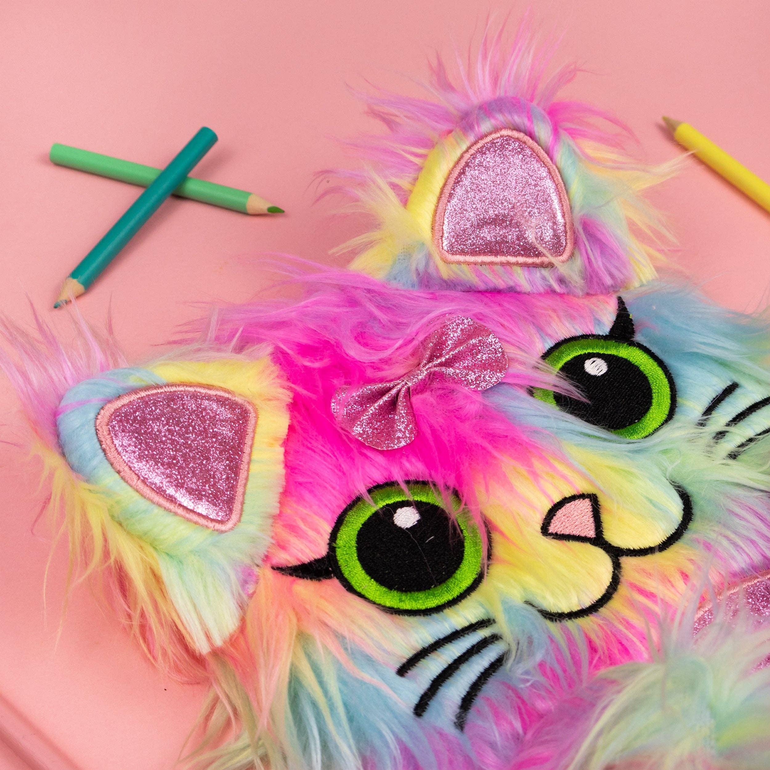 Carnet en peluche Chat Ébouriffé – Journal Doux A5 Ligné pour Enfants