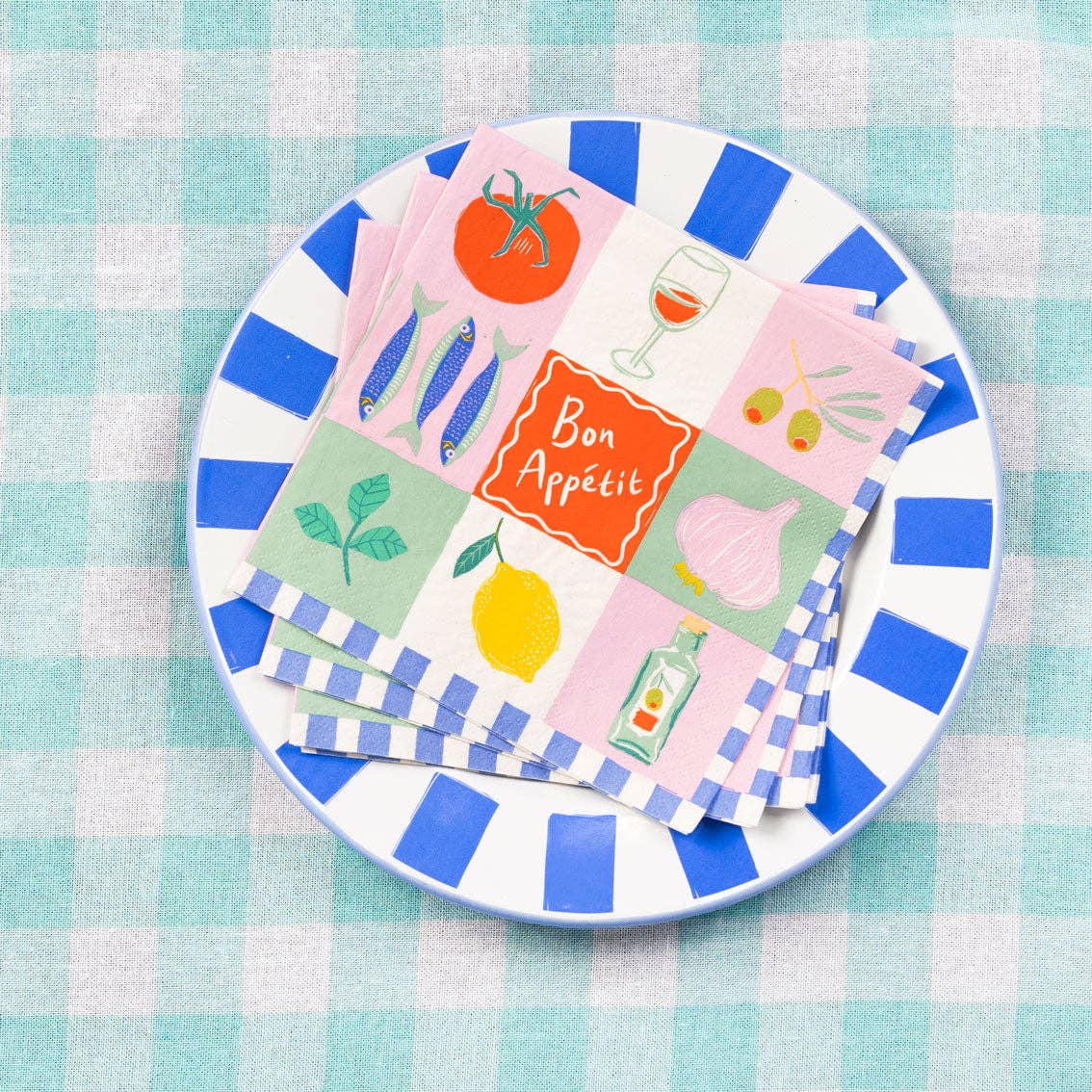 Serviettes en papier recyclé Bon Appétit - Pack de 20 | Décoration d'été |