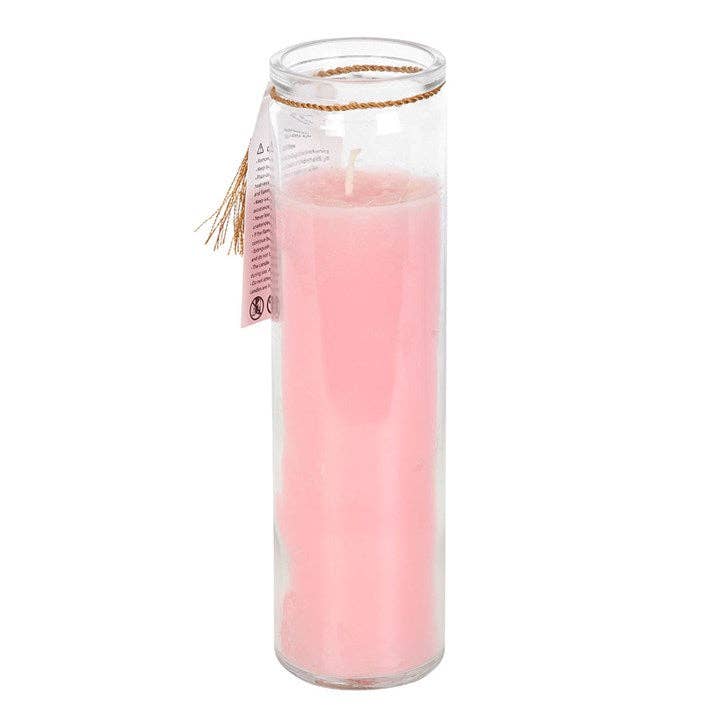 Bougie tube Mystic Rose avec cristaux de quartz rose