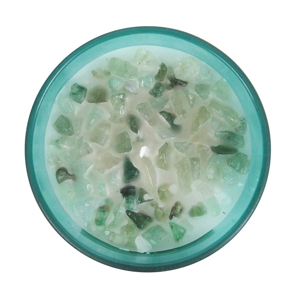 Bougie en cristaux de menthe pour chakra du cœur