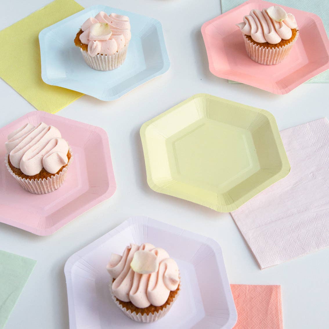 Petites assiettes à pastel hexagonales | Paquet de 12 |