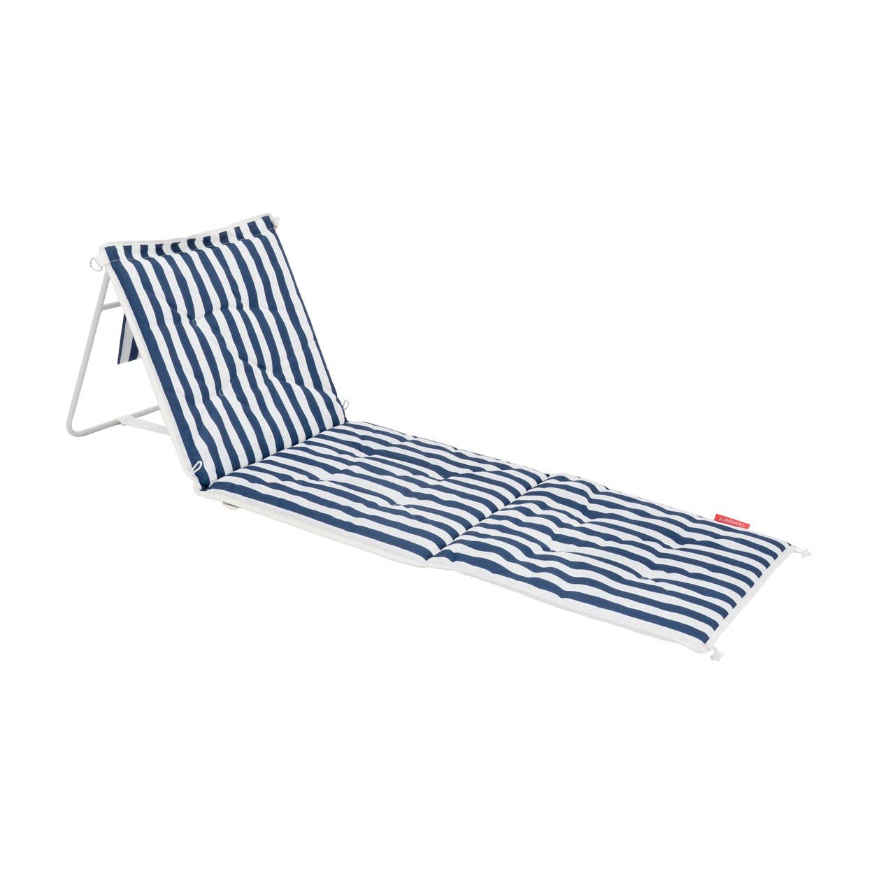 Tapis de plage pliable bleu marine à rayures blanches