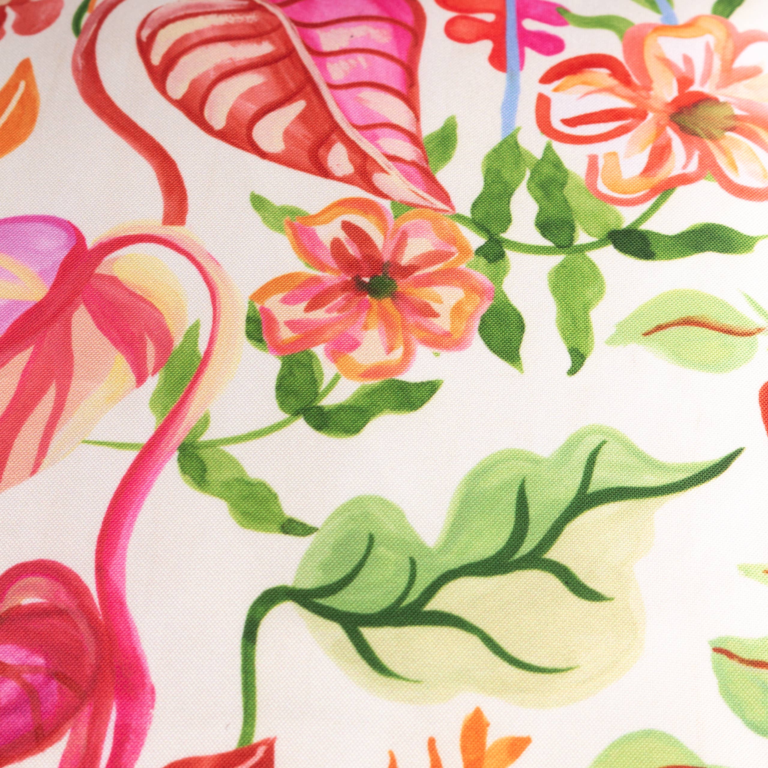 Coussin d'extérieur Tropical Bloom Naturel: Naturel / Garni en polyester / 45 x 45 cm