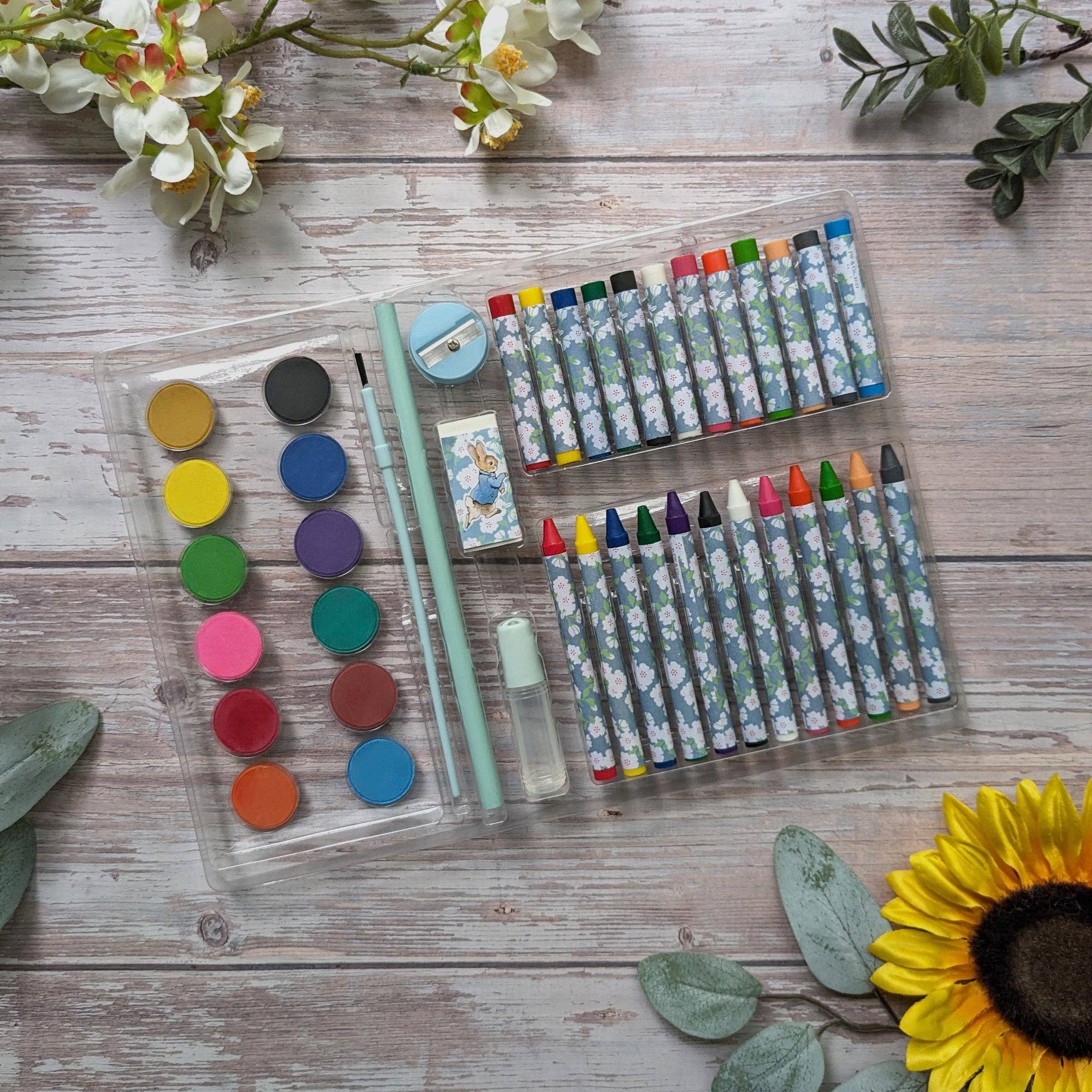 Ensemble d'art pour enfants Peter Rabbit de 42 pièces - Pour les 3 à 8 ans - Comprend des peintures et des crayons