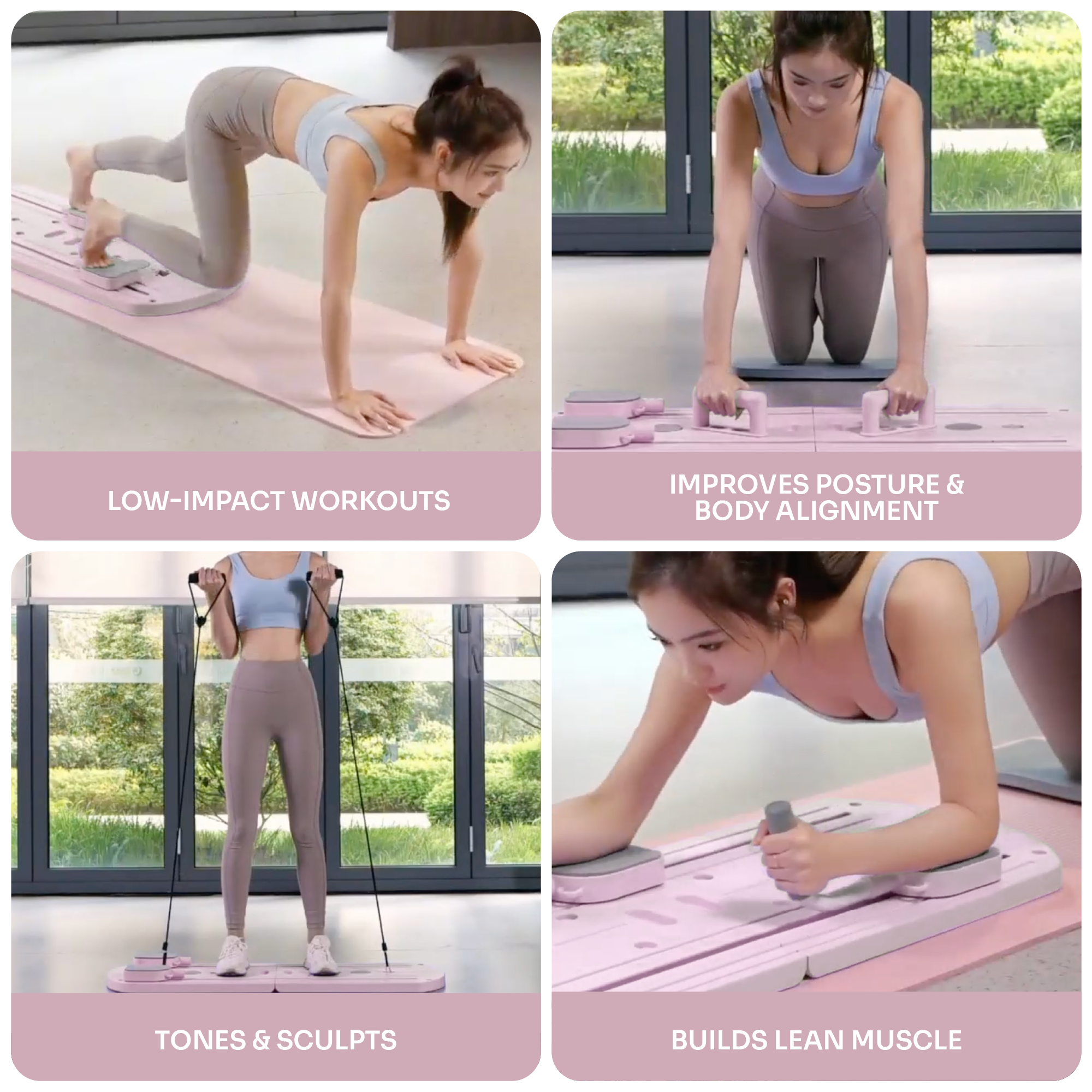 Ensemble Réformateur Pilates Portable – Solution d'Entraînement Complet à Domicile: Rose poussiéreux