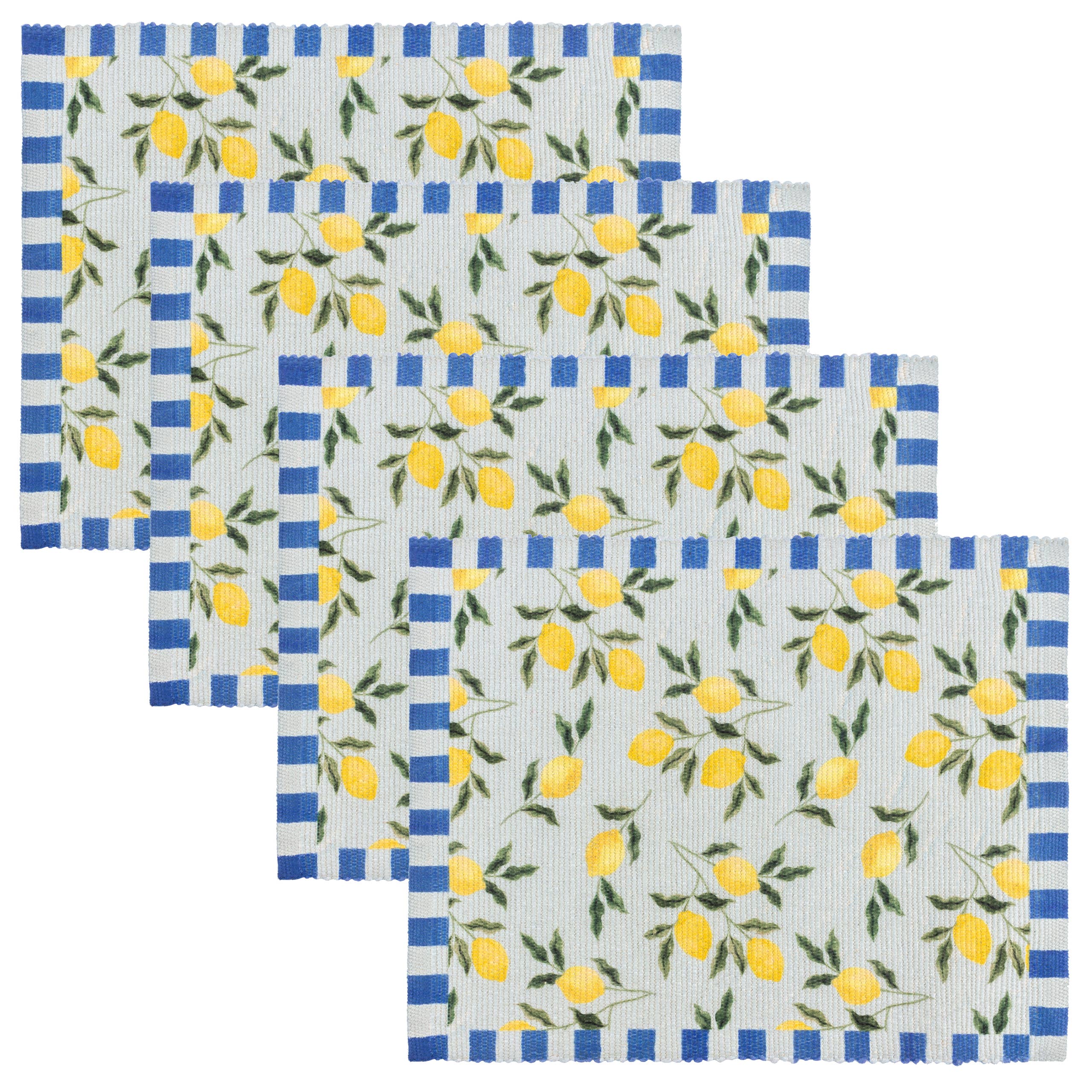 Set de 4 sets de table intérieur/extérieur Lemons, bleu: Bleu / 46 x 36 cm