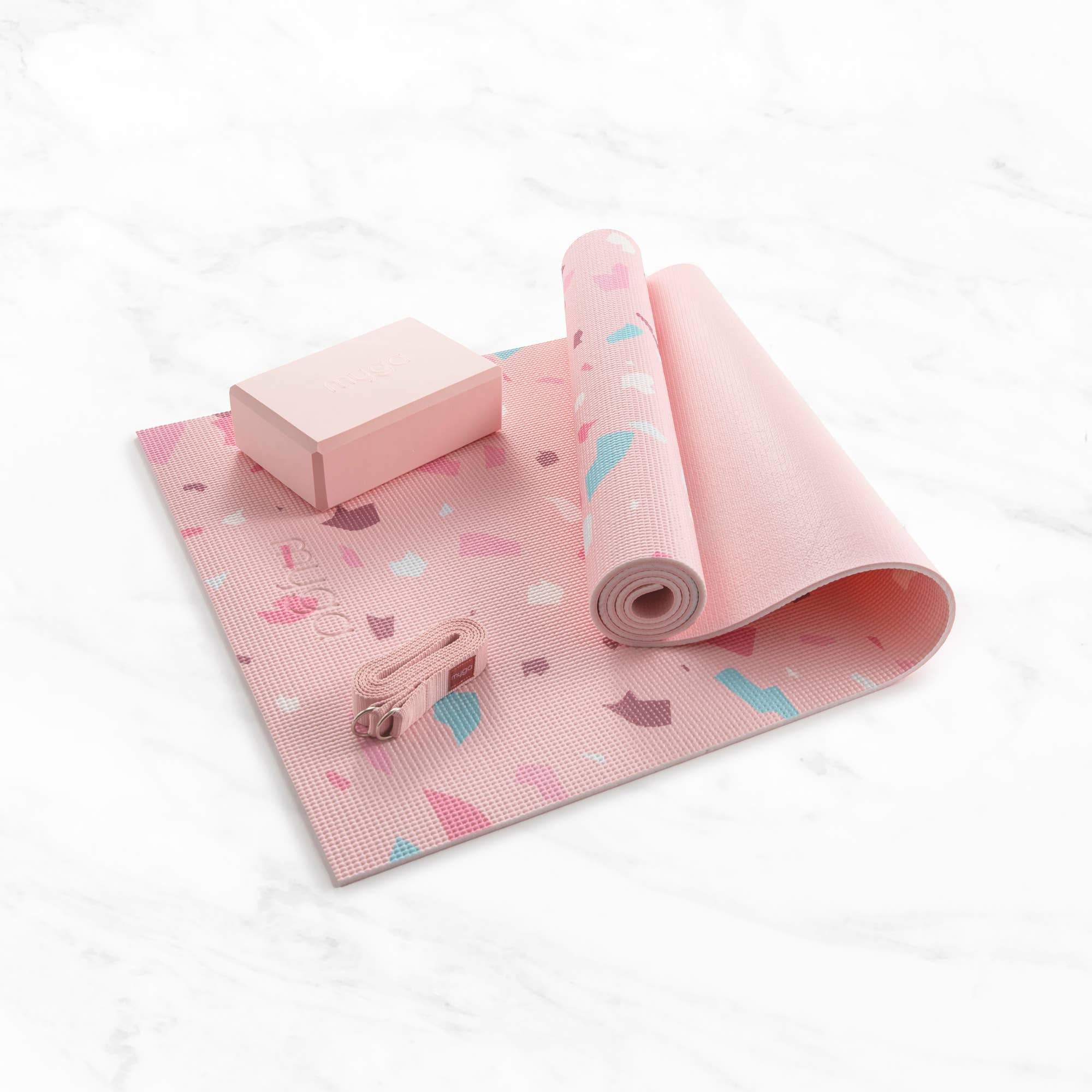Kits de yoga imprimés pour débutants: Terrazzo