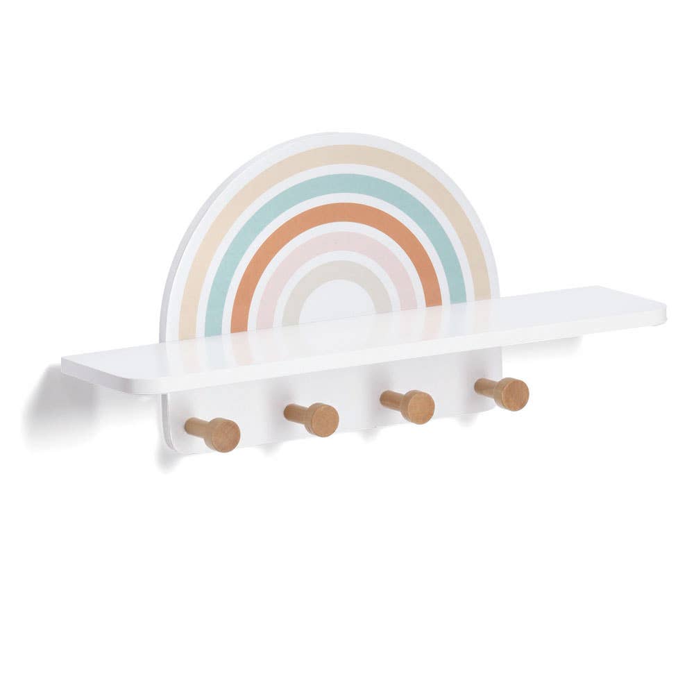 Patère murale pour enfants « Rainbow » en MDF et pin: Coloré / Environ 48 x 13 x 24 cm