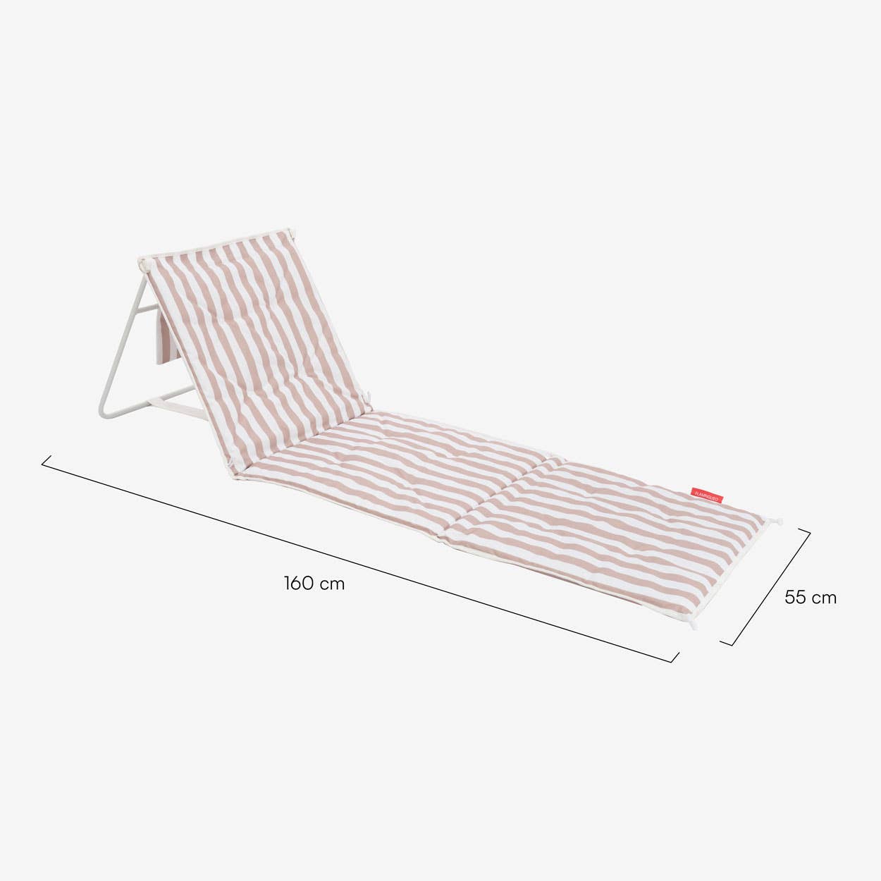 Tapis de plage pliable beige à rayures blanches