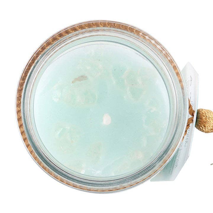 Bougie tube à sauge blanche avec cristaux de quartz clair