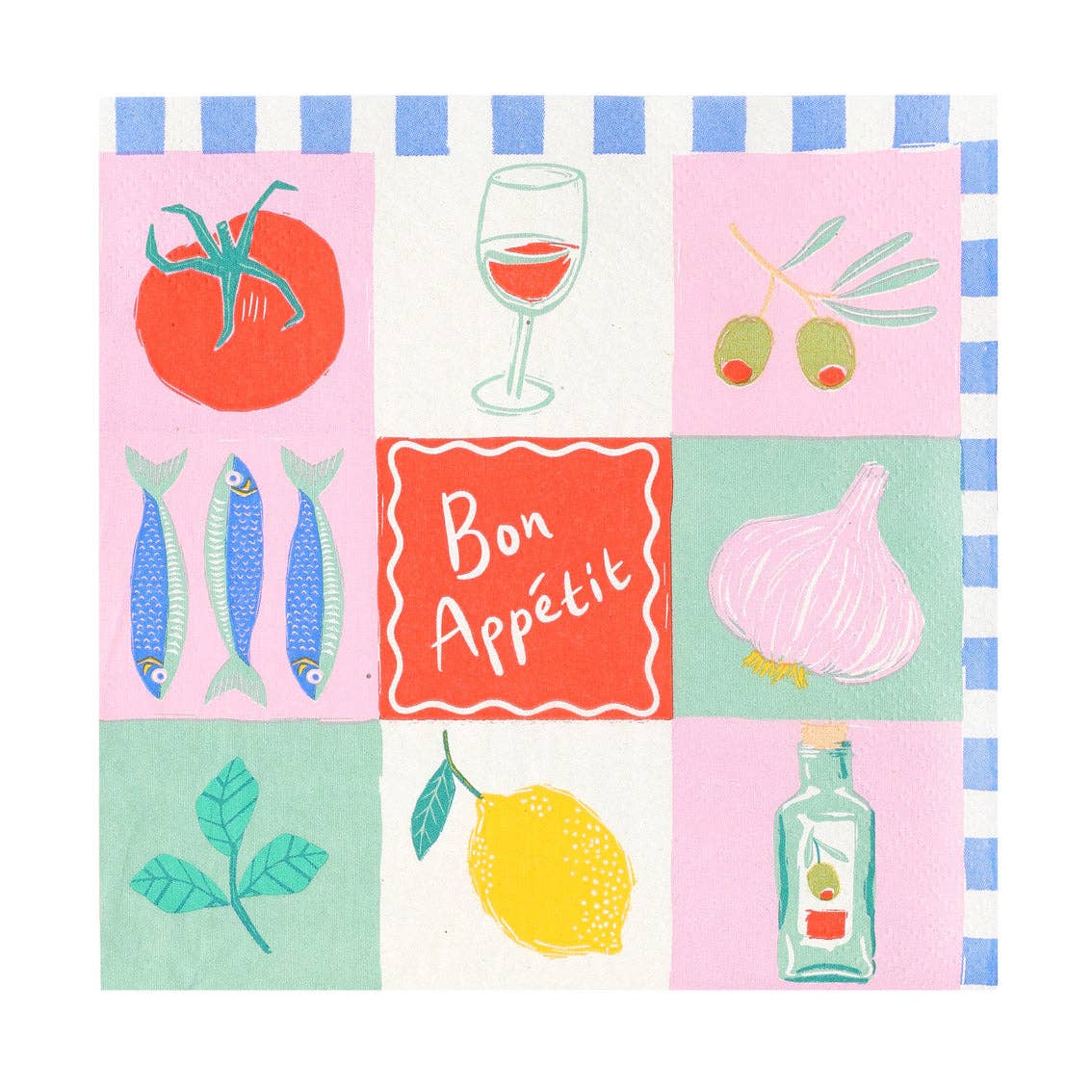 Serviettes en papier recyclé Bon Appétit - Pack de 20 | Décoration d'été |