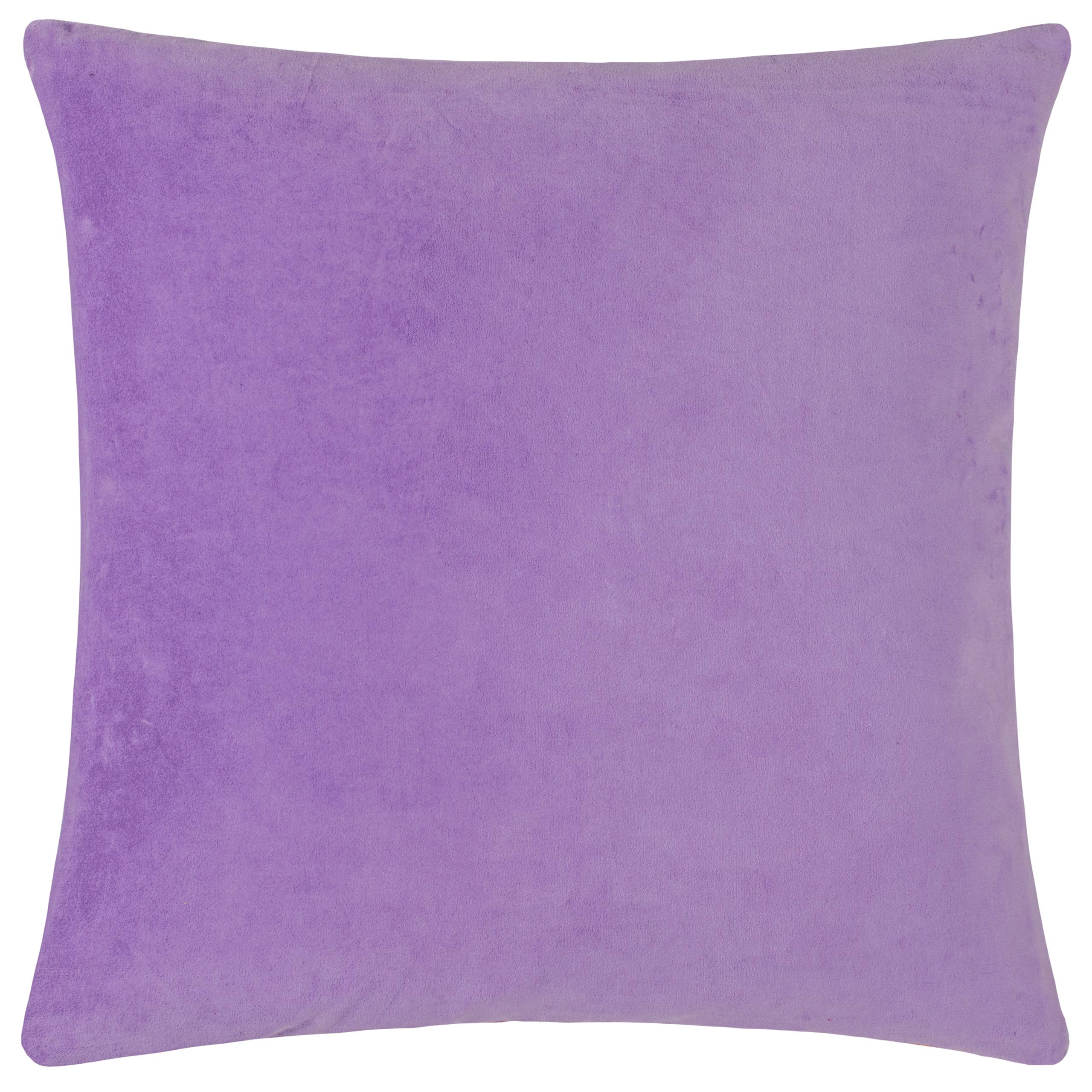 Coussin en velours de coton Mentera, lilas/corail: Lilas/Corail / Garni en polyester / 50 x 50 cm