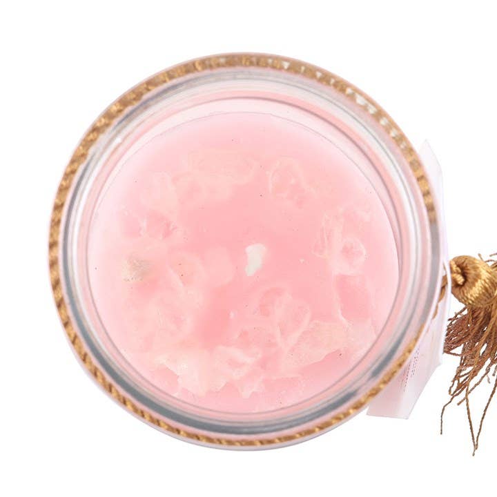 Bougie tube Mystic Rose avec cristaux de quartz rose