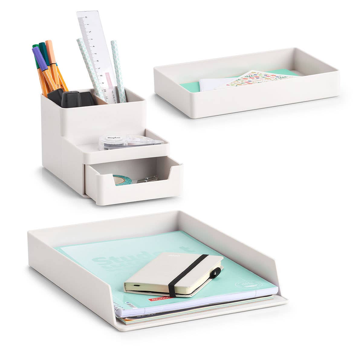 Organisateur d'ustensiles en plastique gris: Gris / Env. 11,2 x 15,5 x 9,5 cm
