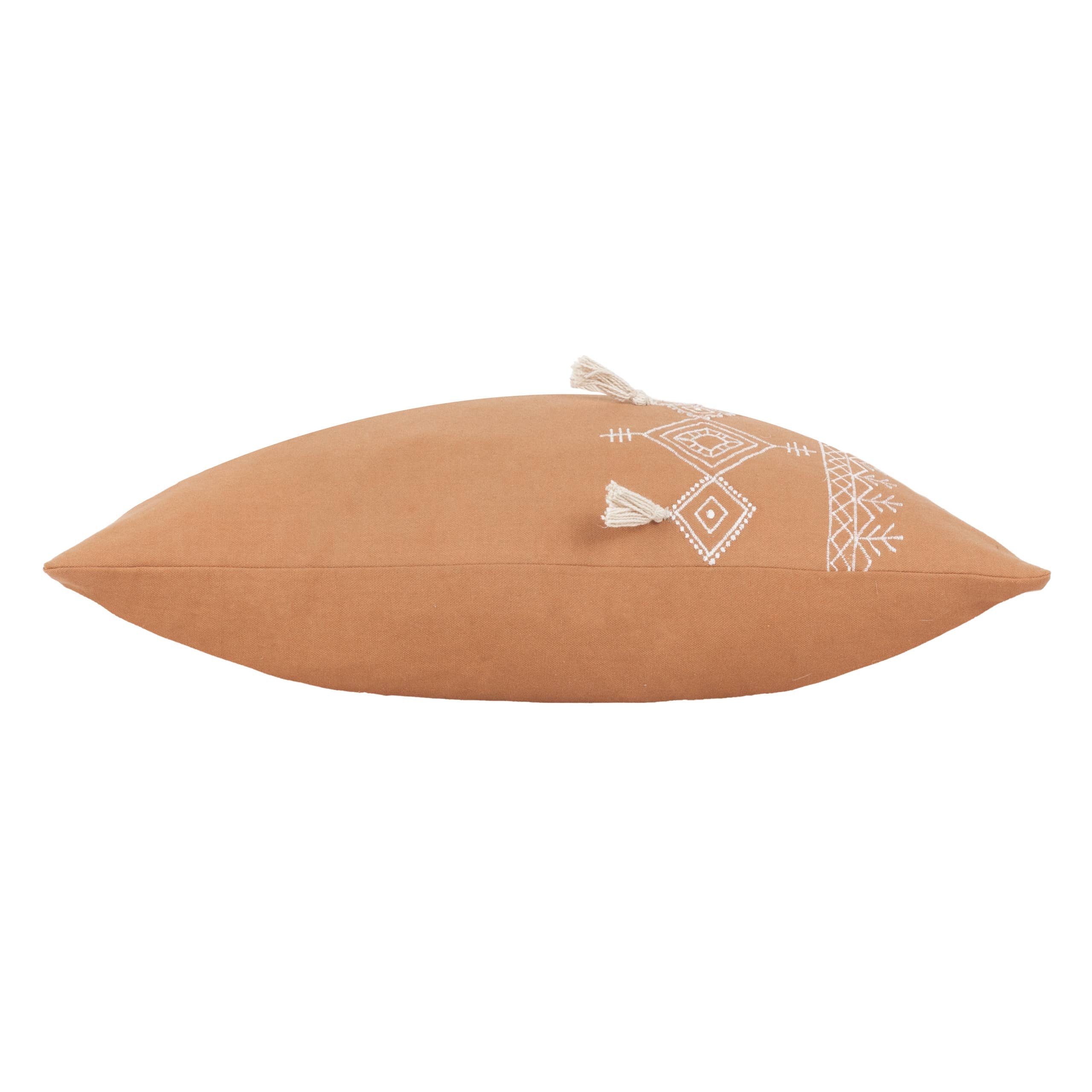 Coussin à pompons Pritta Cinnamon: Cannelle / Garni en polyester / 40 x 60 cm