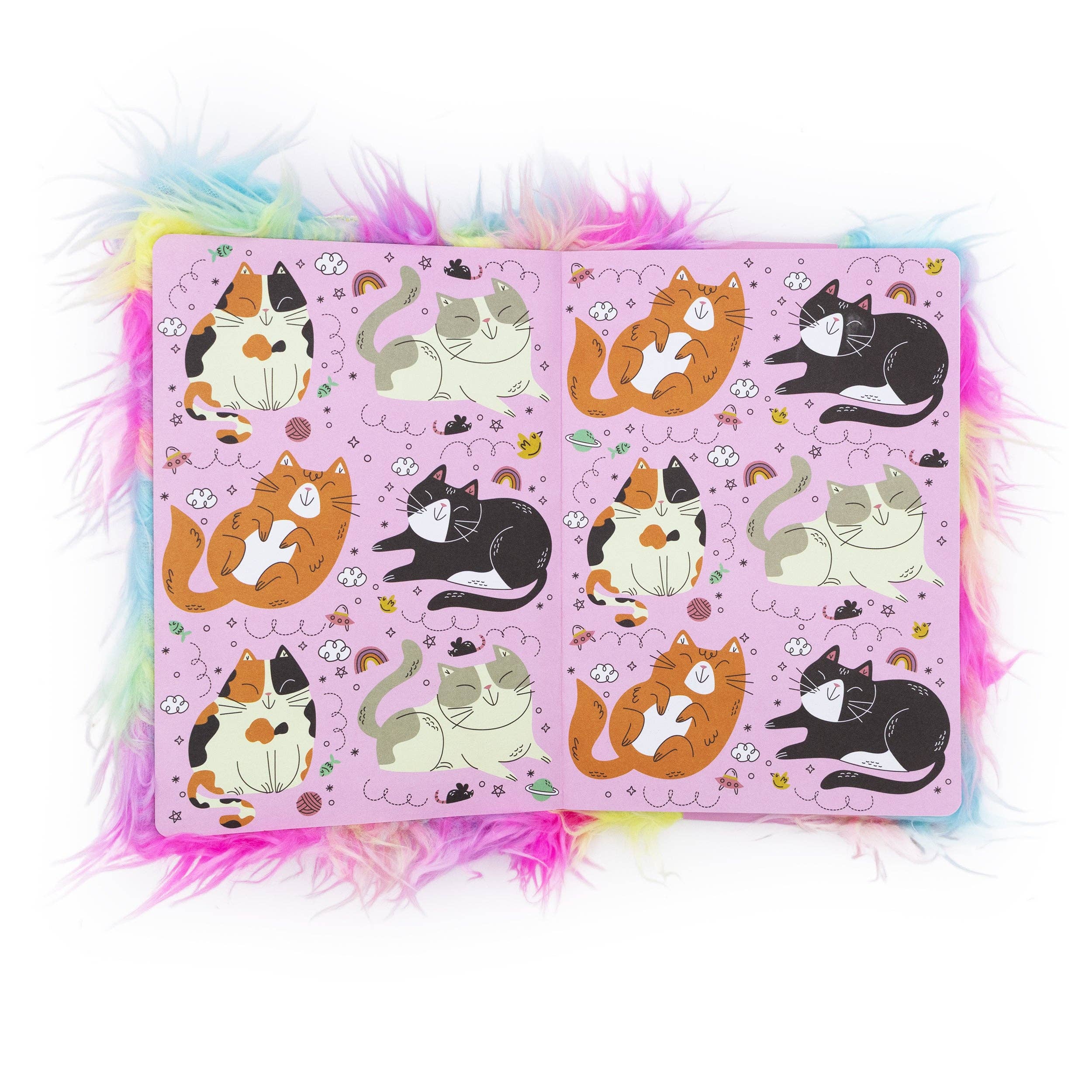 Carnet en peluche Chat Ébouriffé – Journal Doux A5 Ligné pour Enfants