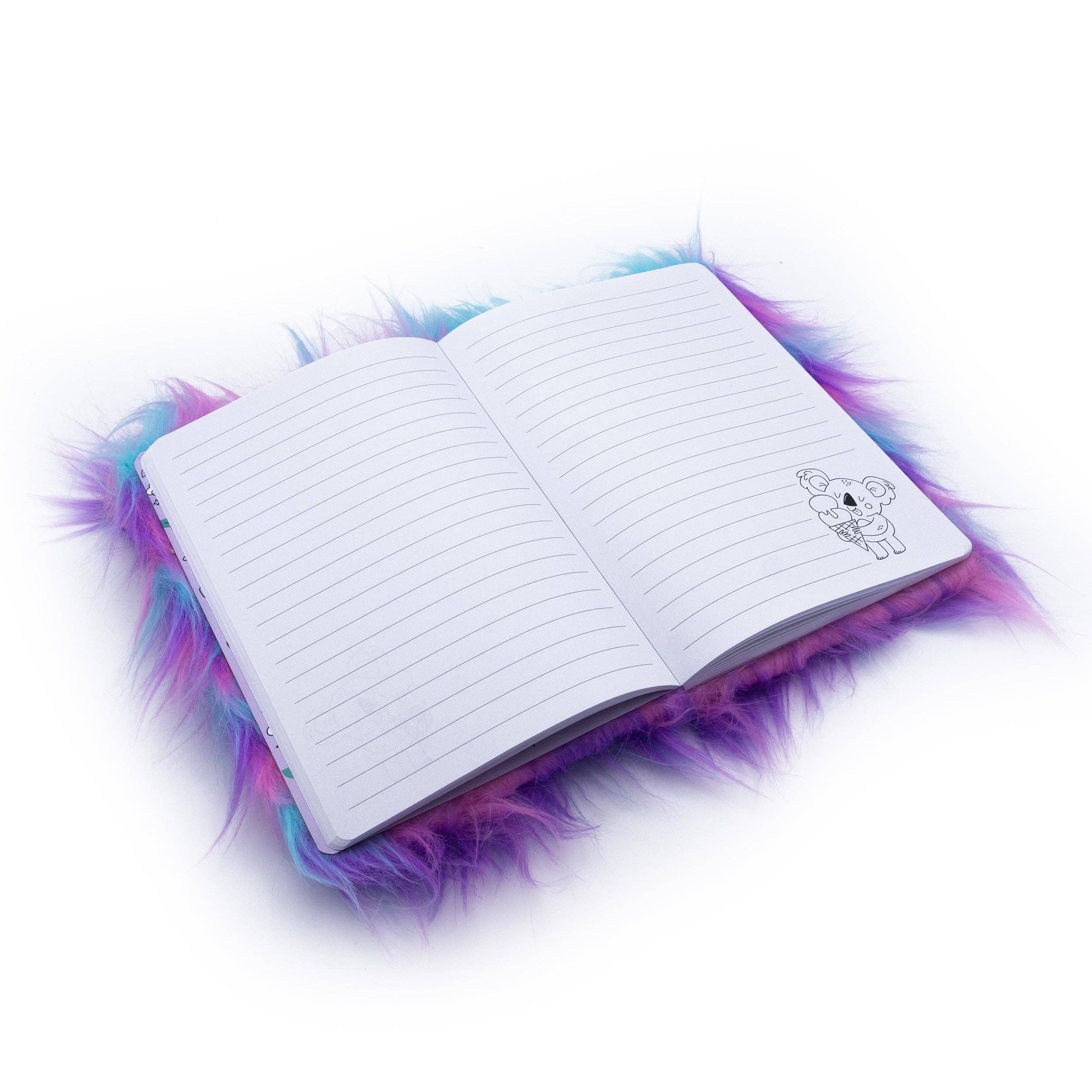 Carnet en peluche Koala ébouriffé – Journal doux A5 ligné pour enfants