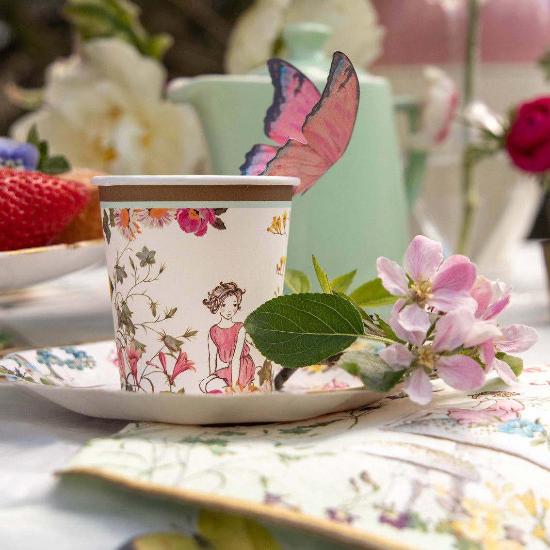 Gobelets en carton Truly Fairy avec motif papillon, paquet de 12