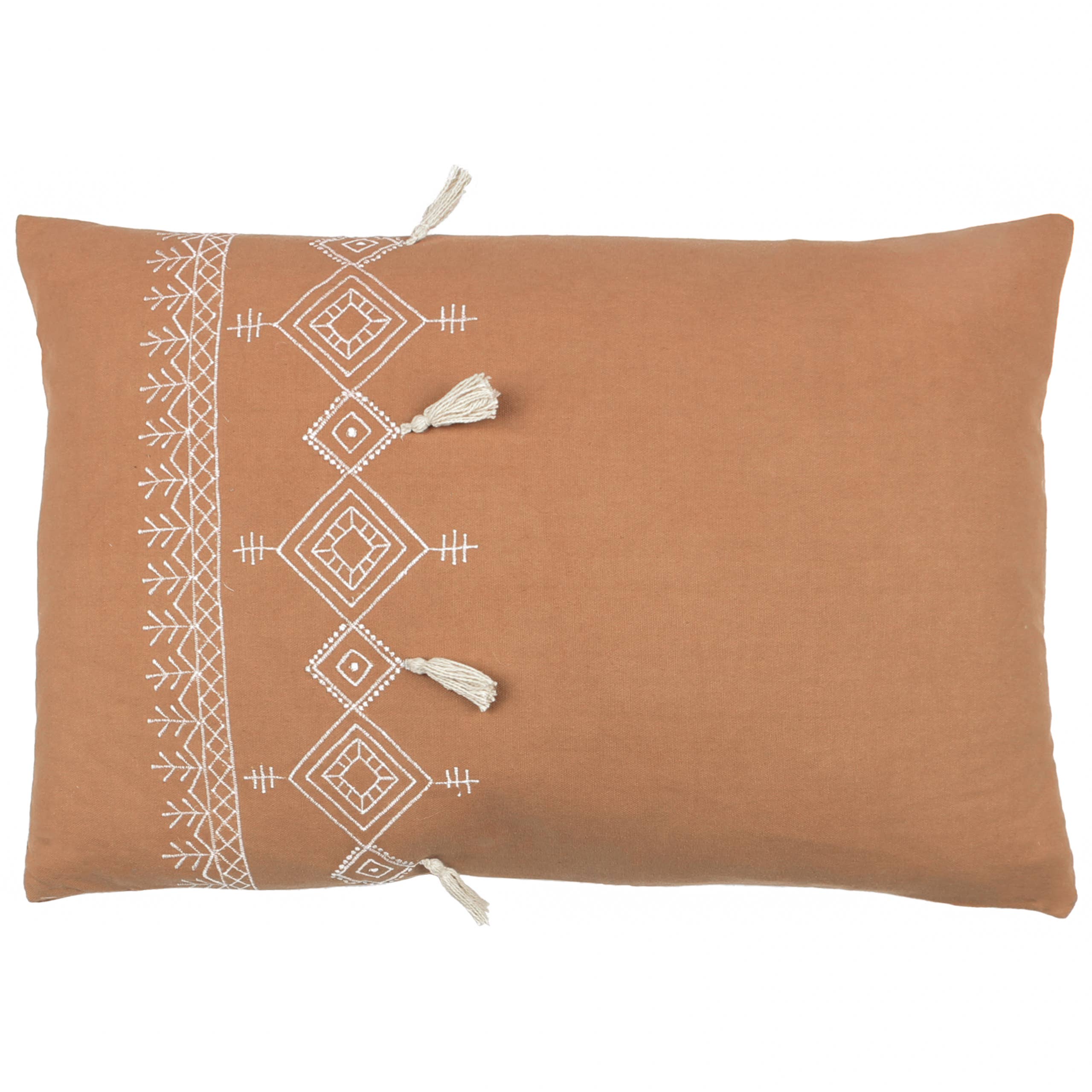 Coussin à pompons Pritta Cinnamon: Cannelle / Garni en polyester / 40 x 60 cm