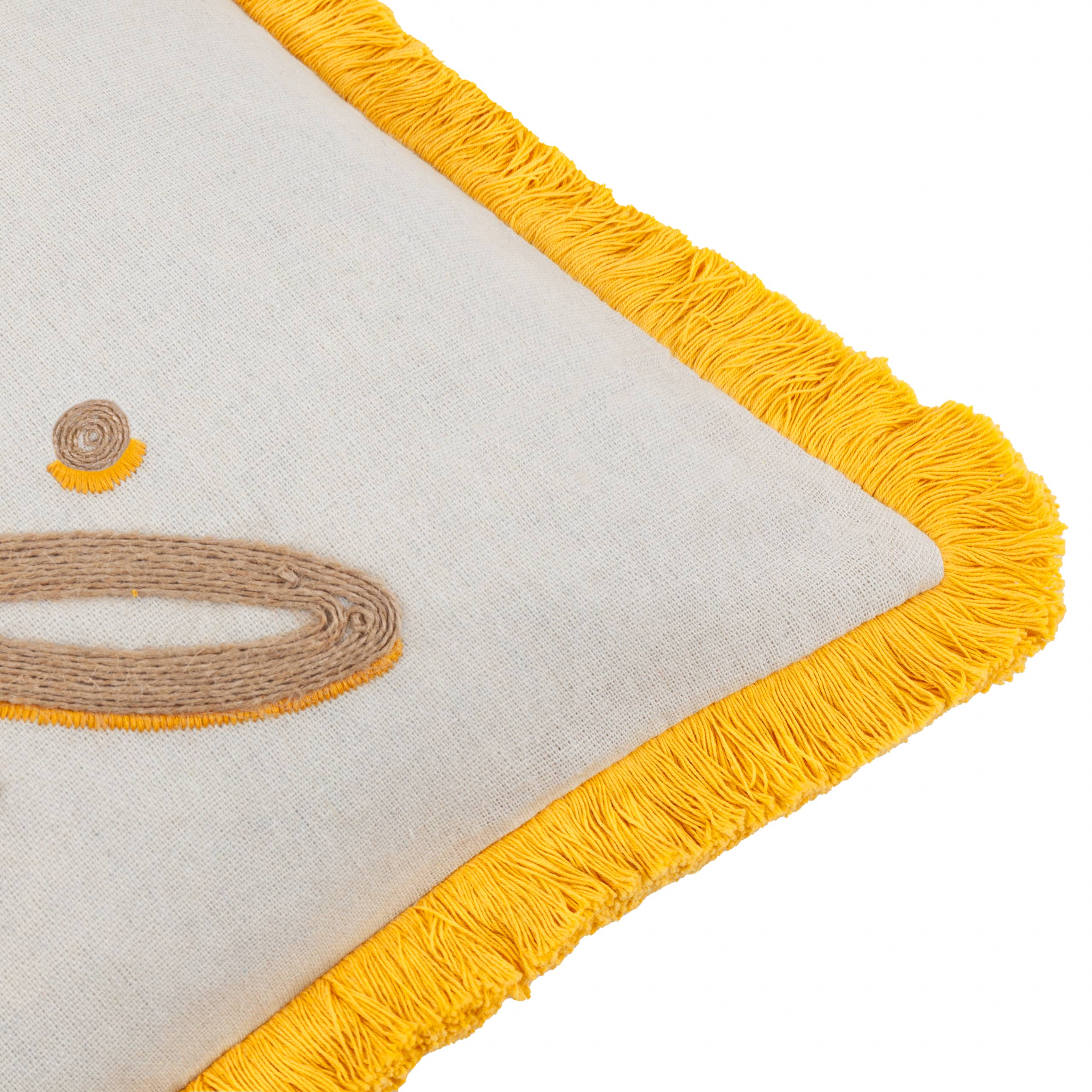 Coussin brodé Soleil jaune: Jaune / Garni en polyester / 30 x 50 cm