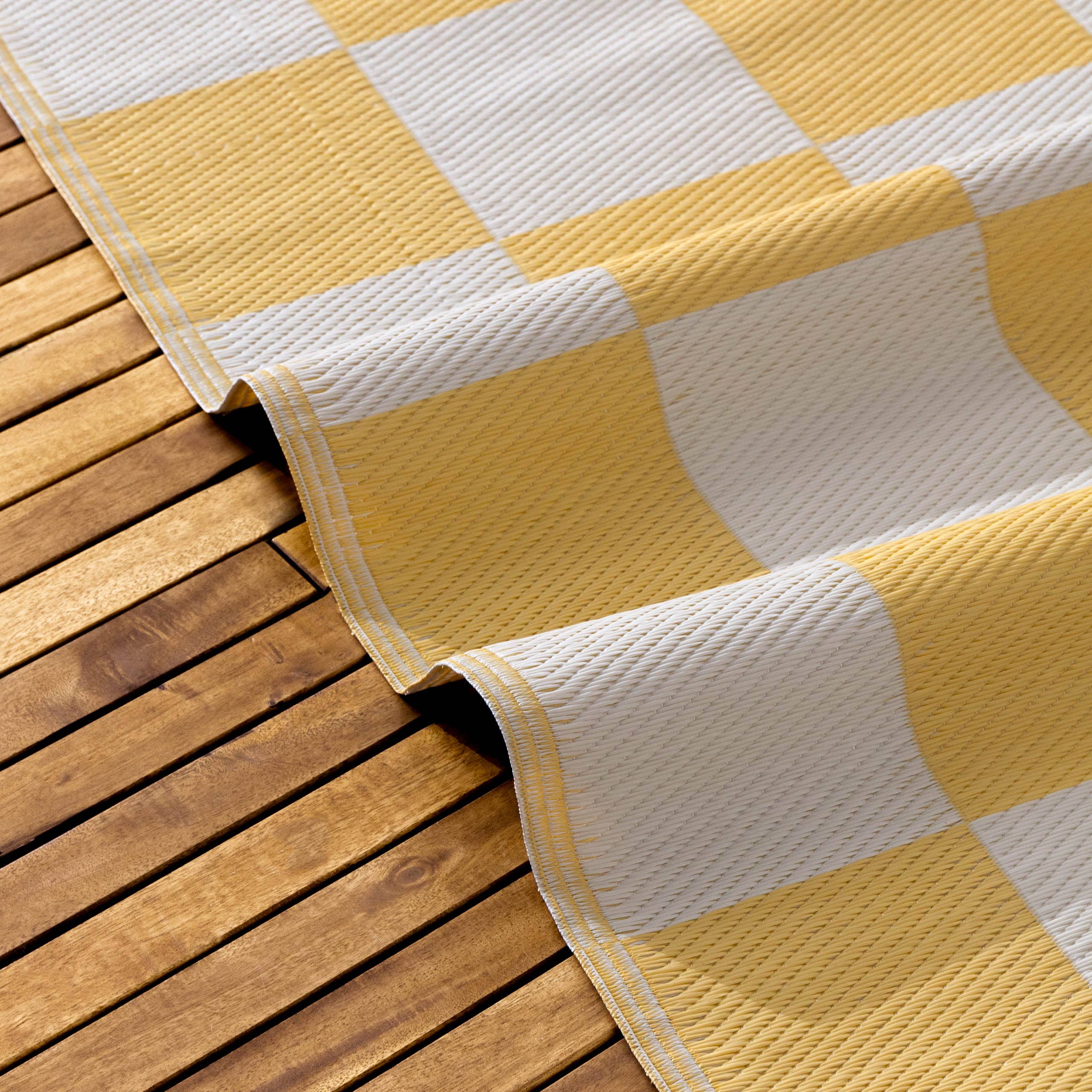 Tapis d'extérieur en damier 120x180cm 100% recyclé jaune: Jaune / 120 x 180 cm