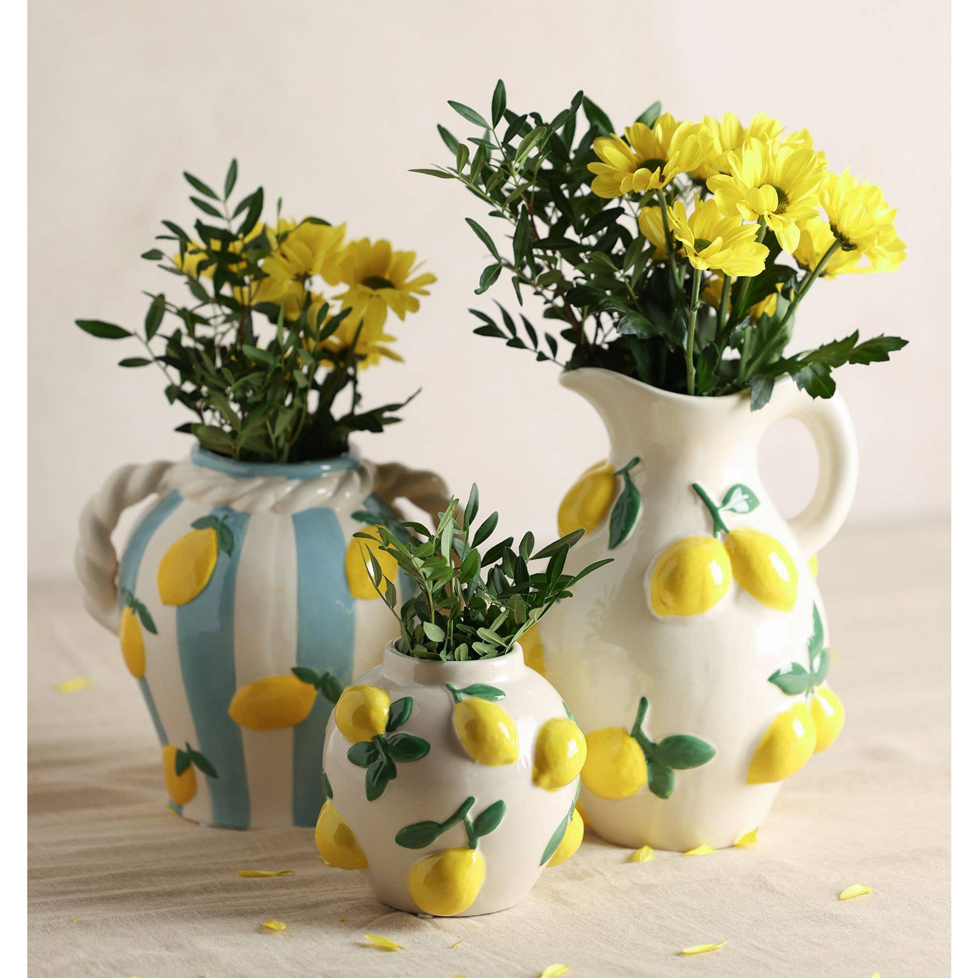 Vase Blanc Hestia 12cm Avec Citrons