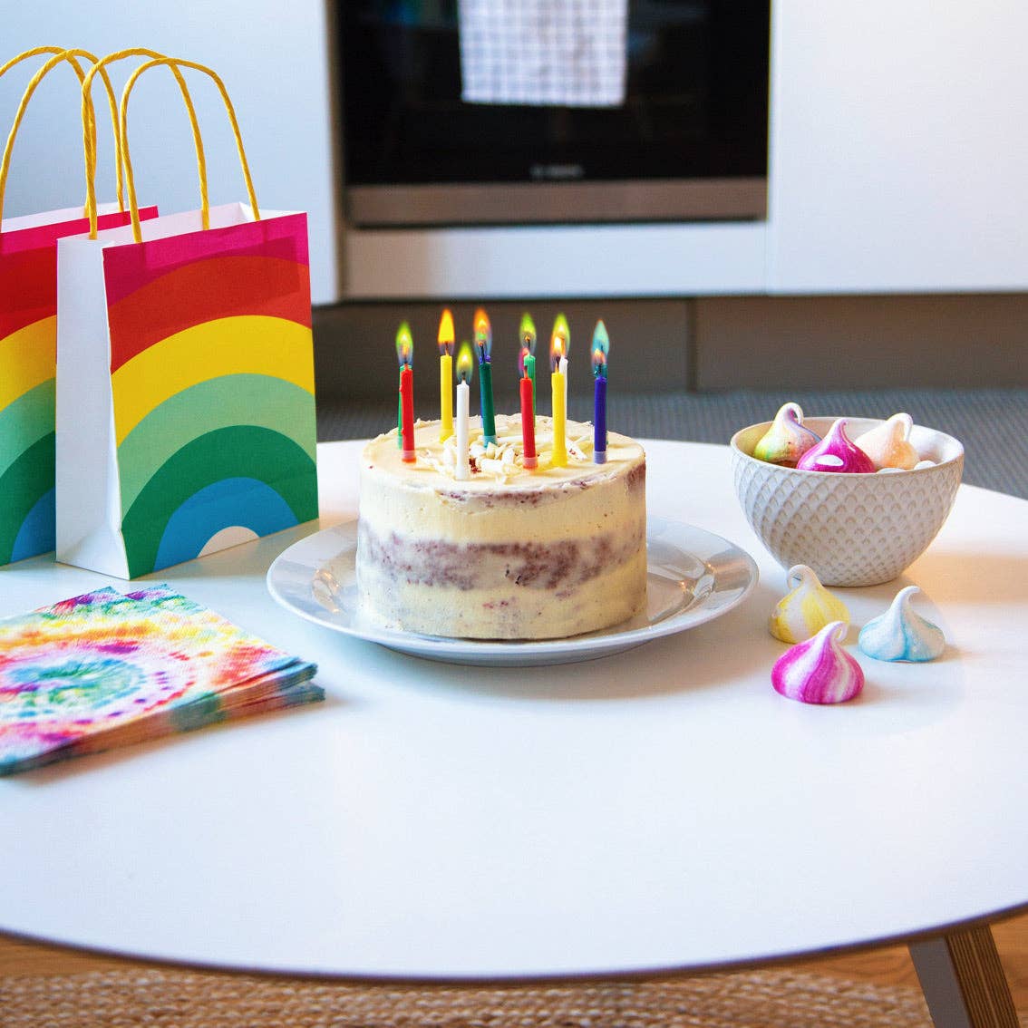 Bougies d'anniversaire à flammes colorées - lot de 12