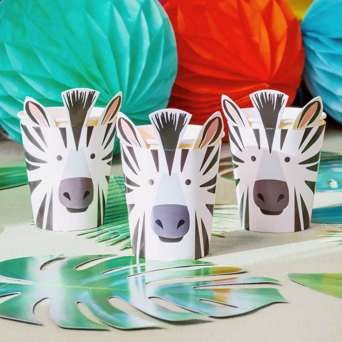 Gobelets en forme de zèbre Party Animals, paquet de 8