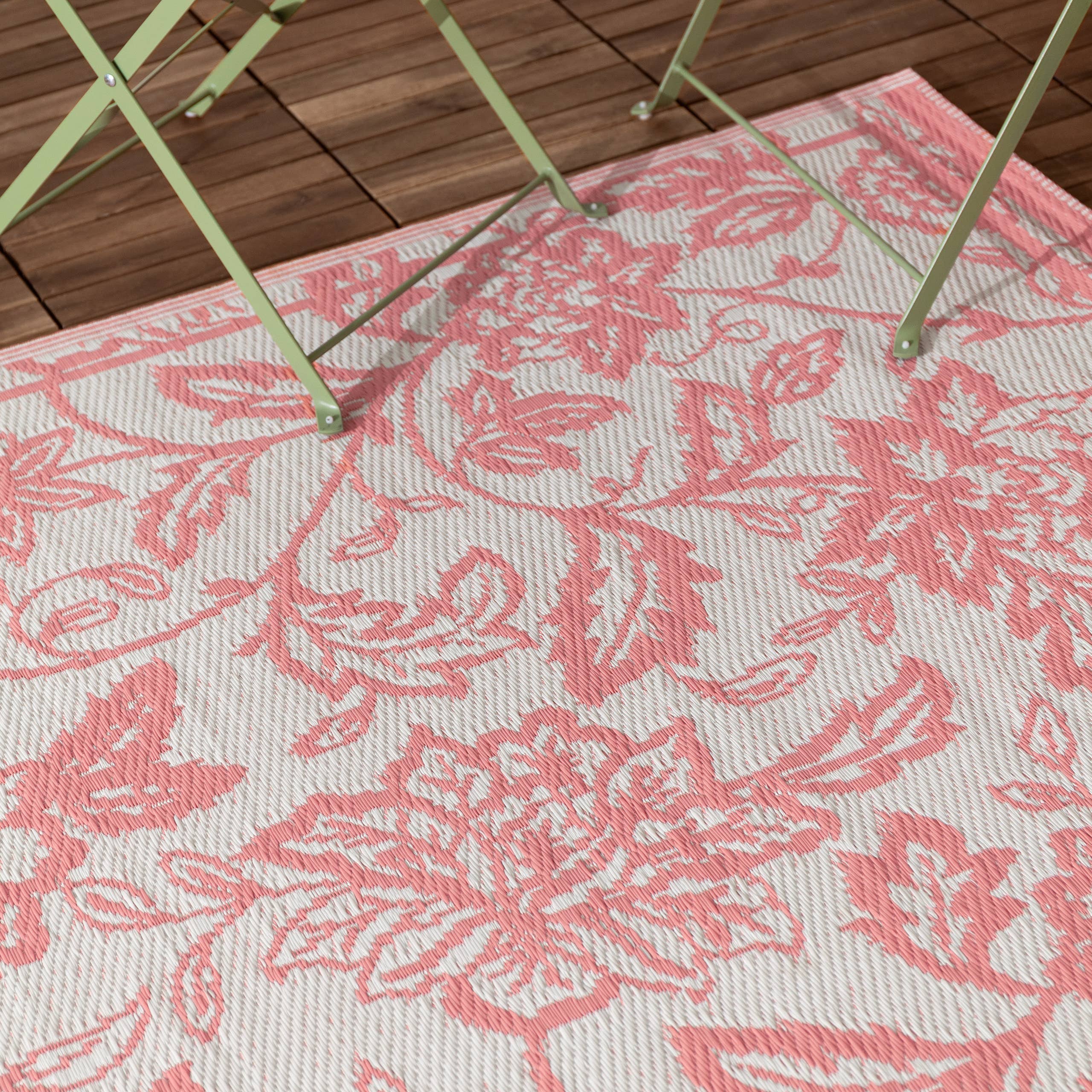 Tapis d'extérieur en jacquard tissé Anemone Pêche/Crème: Pêche/crème / 120 x 180 cm