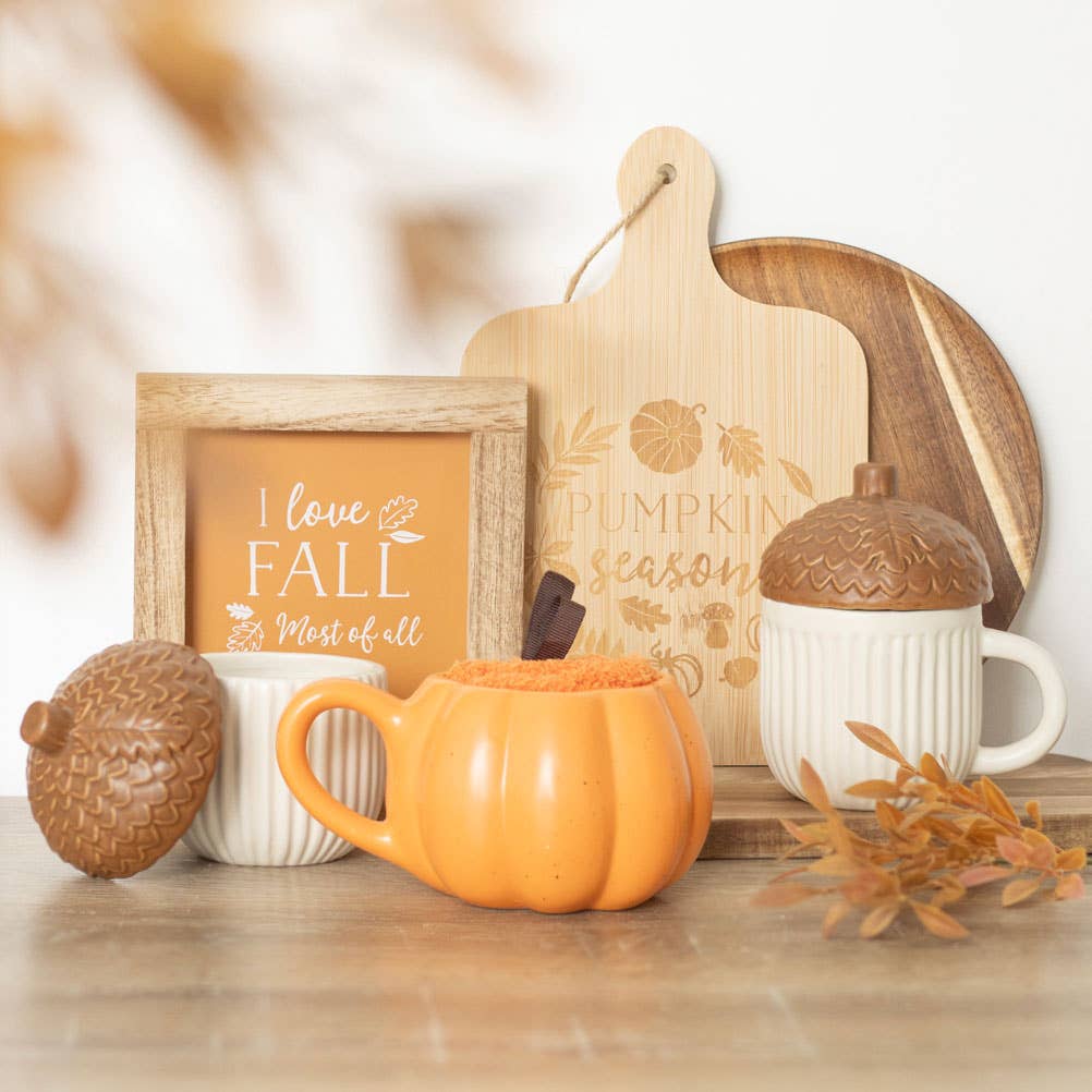 Ensemble tasse et chaussettes en forme de citrouille pour l'automne