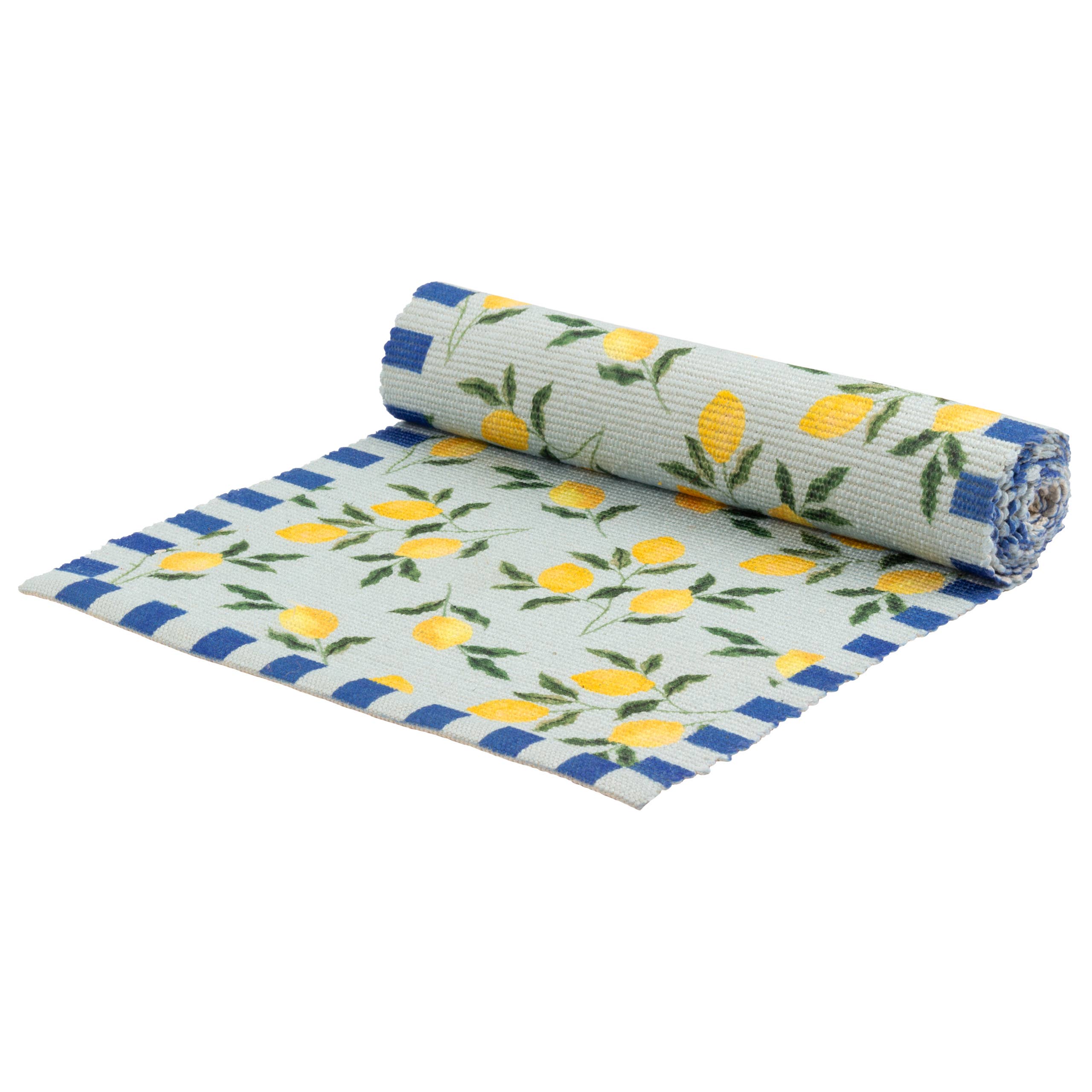 Chemin de table intérieur/extérieur aux citrons bleus: Bleu / 180 x 35 cm