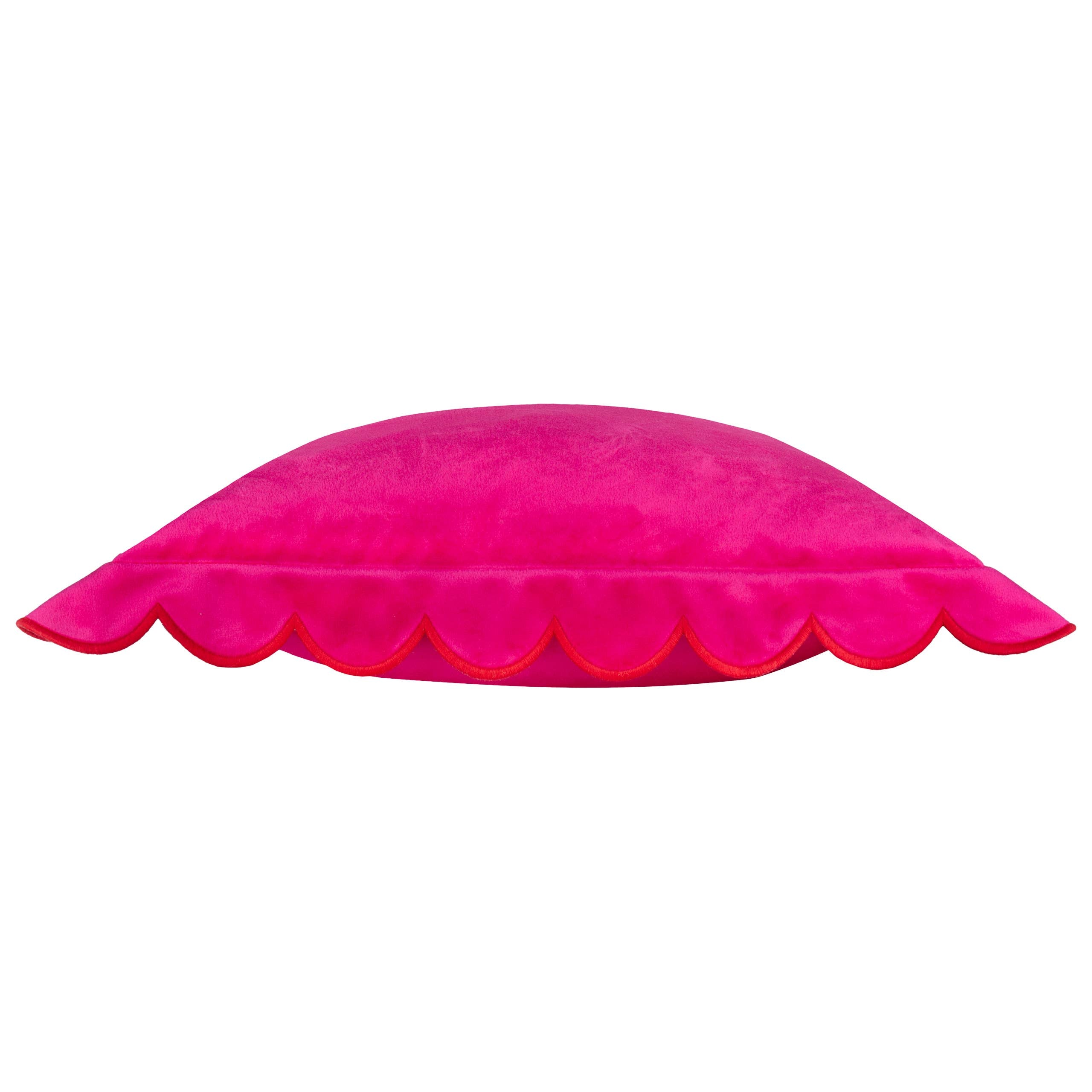 Coussin en Velours Lil Scallop Rose/Rouge: Rose/Rouge / Garni en polyester / 45 x 45 cm