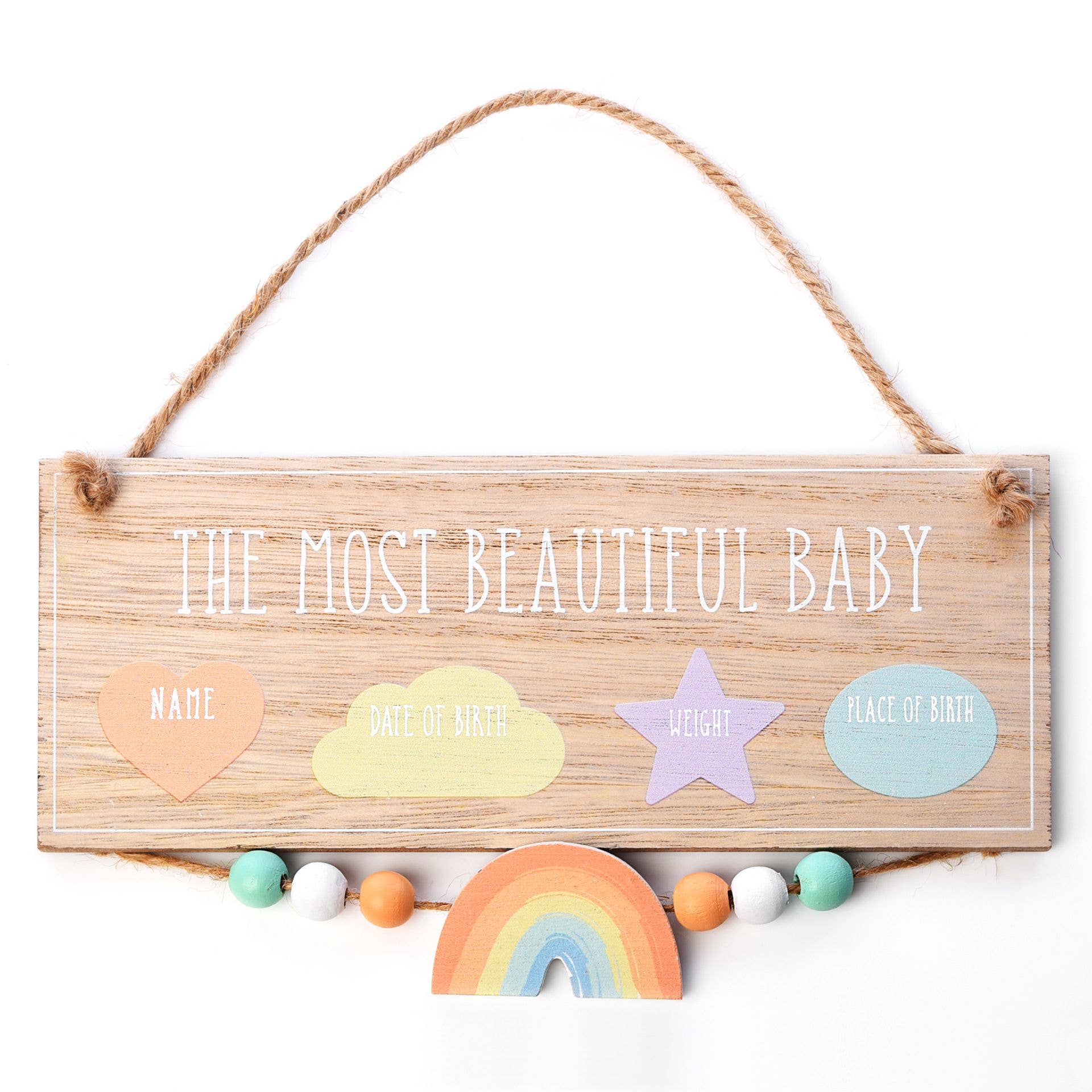 Plaque de données à suspendre Petit Cheri « Most Beautiful Baby »