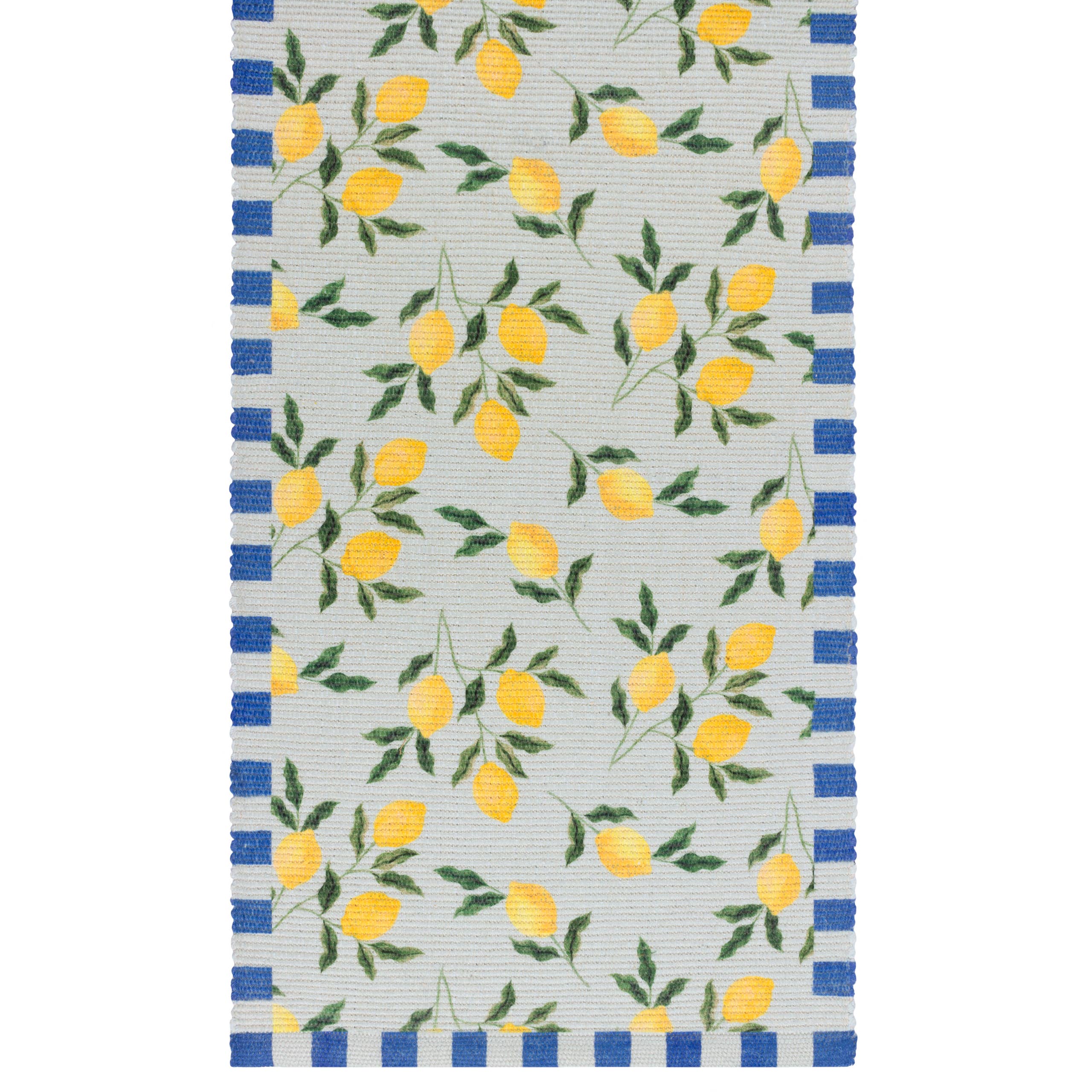 Chemin de table intérieur/extérieur aux citrons bleus: Bleu / 180 x 35 cm