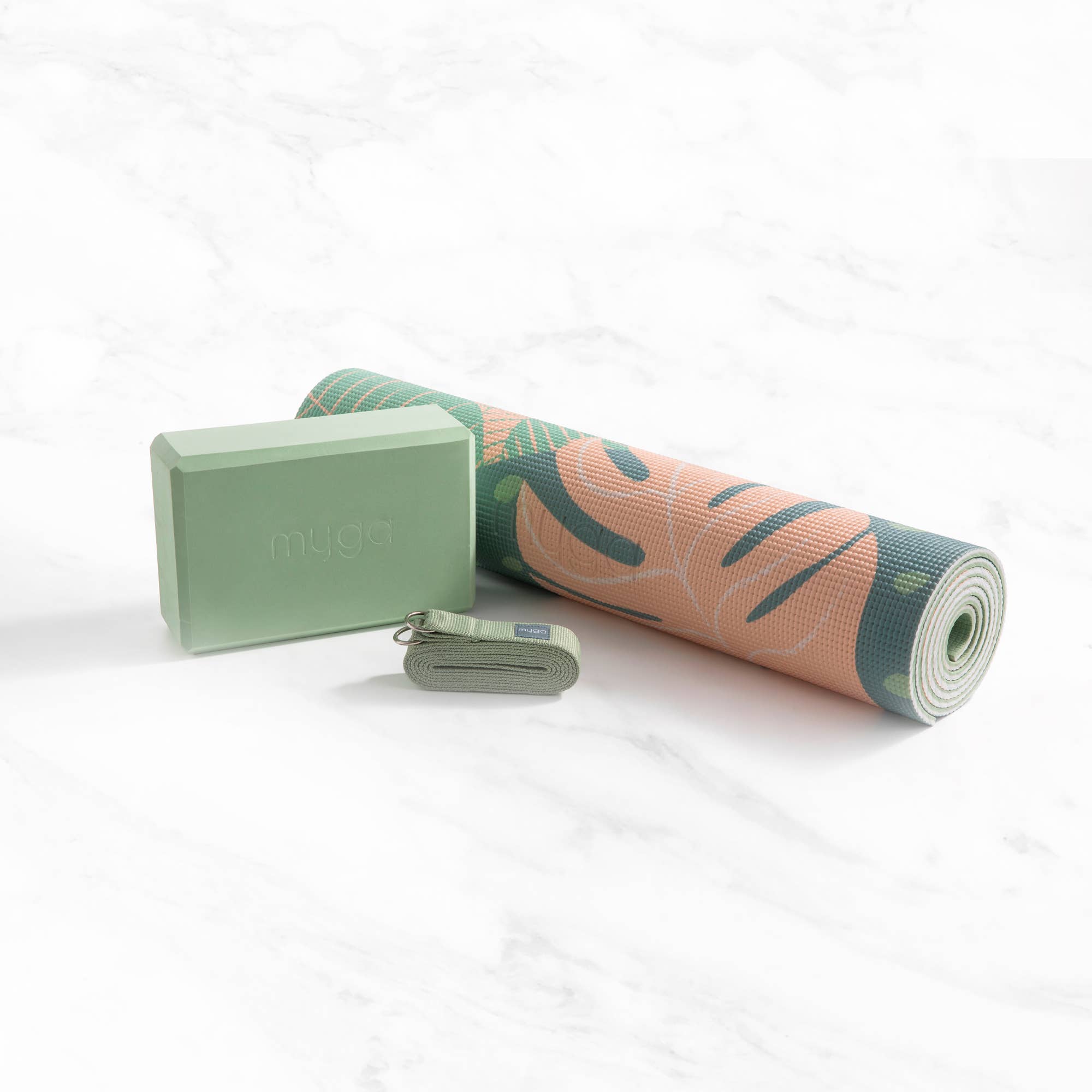 Kits de yoga imprimés pour débutants: Paume sauge