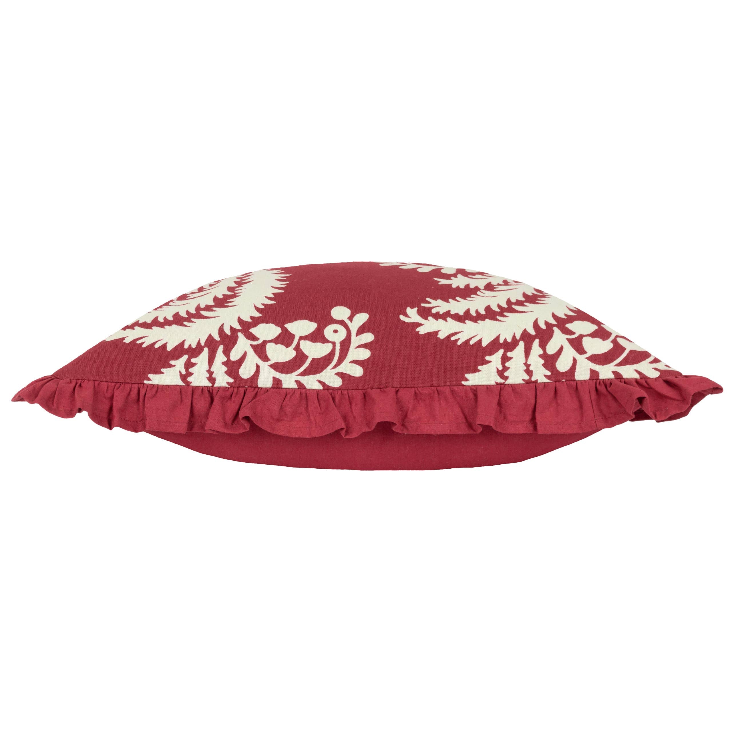 Coussin à franges plissées Montrose Redcurrent: Courant rouge / Garni en polyester / 50 x 50 cm