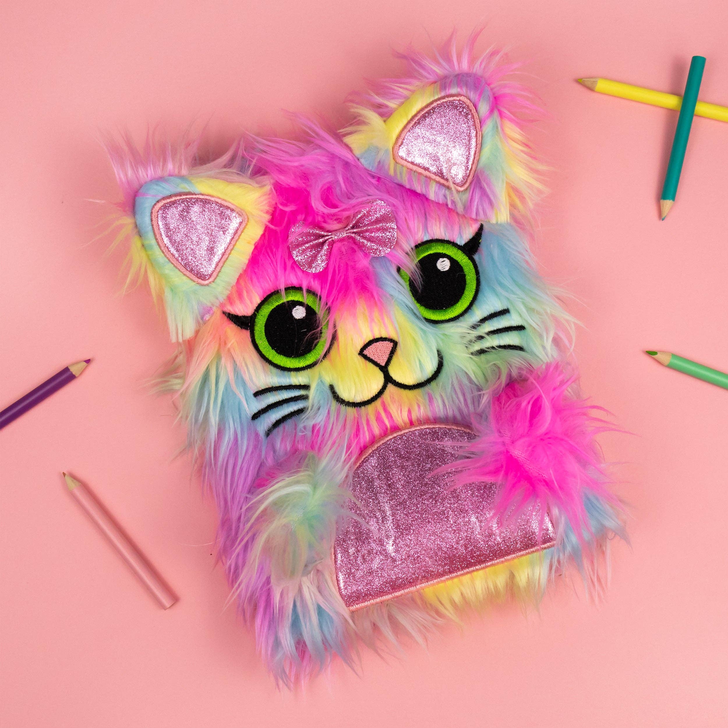 Carnet en peluche Chat Ébouriffé – Journal Doux A5 Ligné pour Enfants