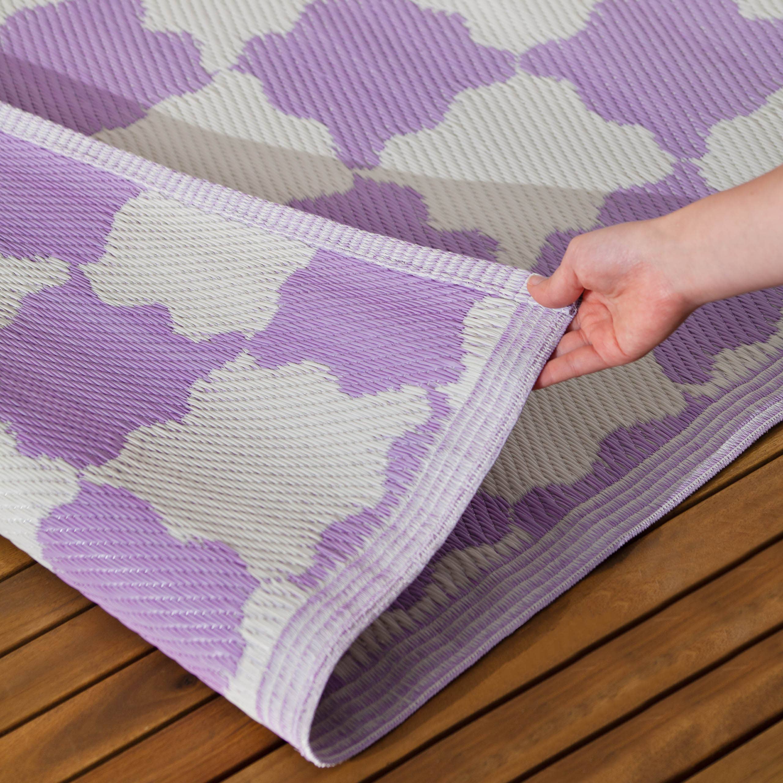 Tapis intérieur/extérieur Check 100 % recyclé, lilas: Lilas / 120 x 180 cm