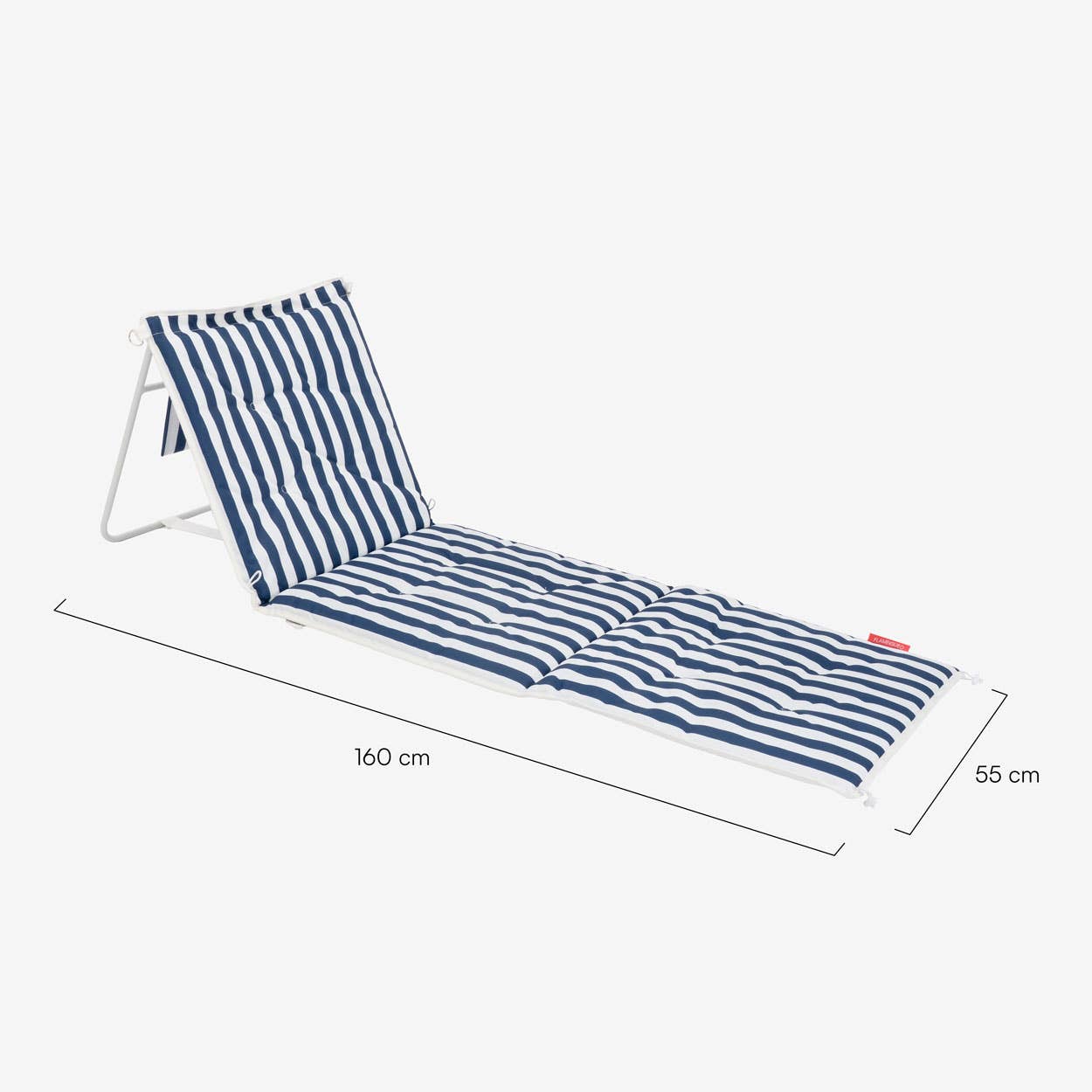 Tapis de plage pliable bleu marine à rayures blanches