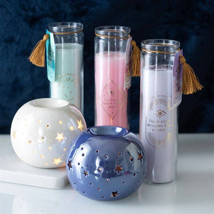 Bougie tube Mystic Rose avec cristaux de quartz rose