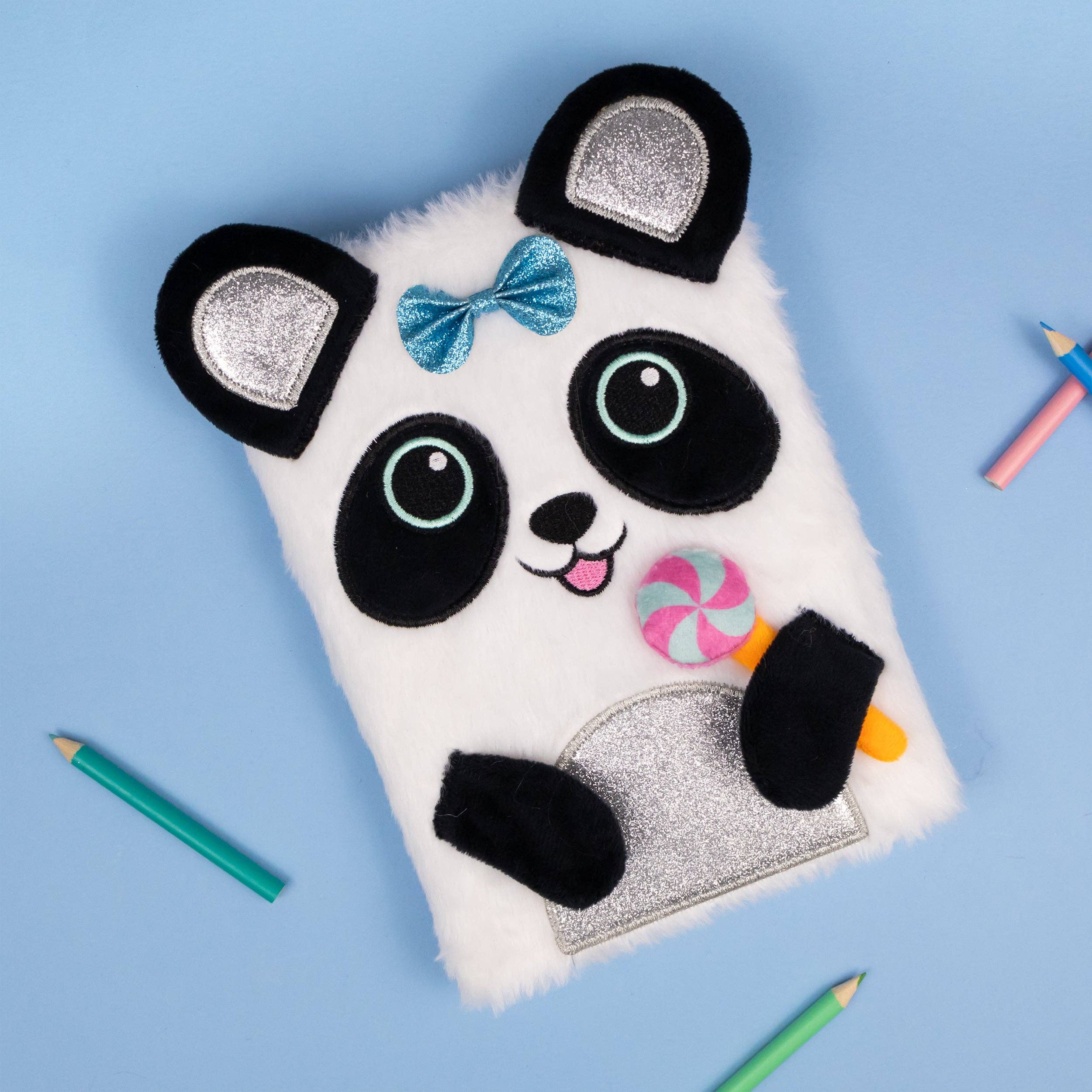 Cahier en peluche Panda — Carnet souple A5 ligné pour enfants