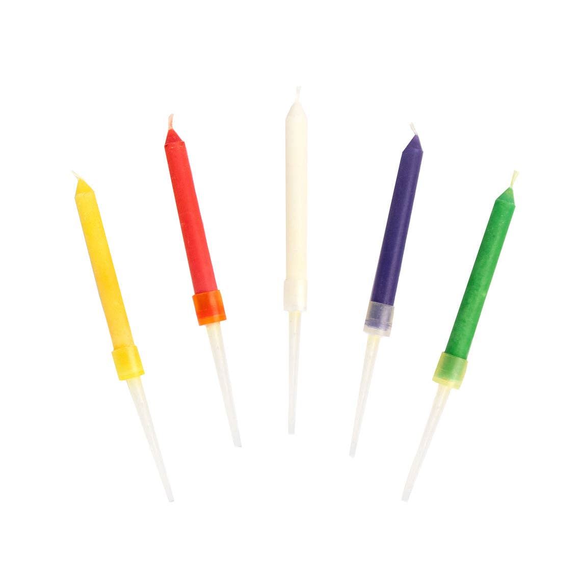 Bougies d'anniversaire à flammes colorées - lot de 12