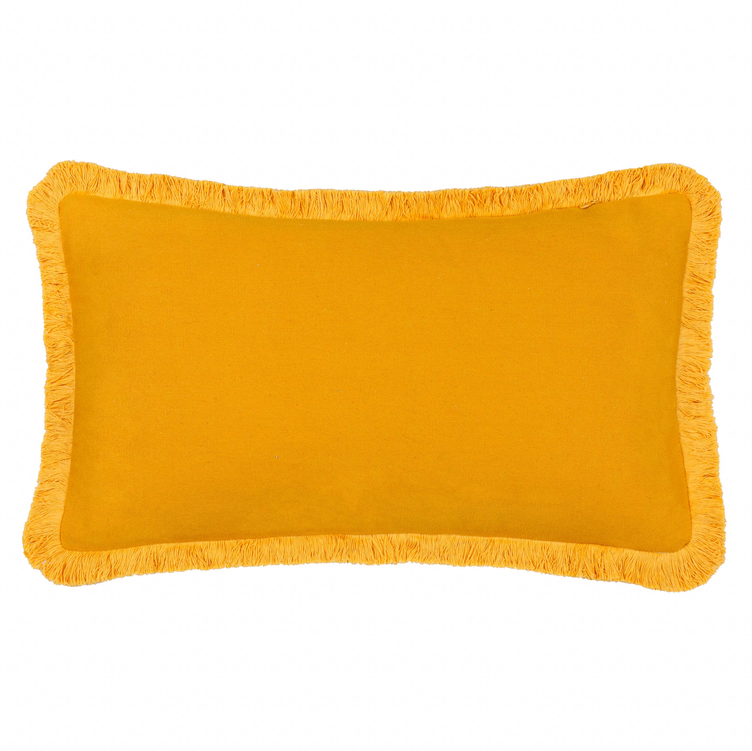 Coussin brodé Soleil jaune: Jaune / Garni en polyester / 30 x 50 cm