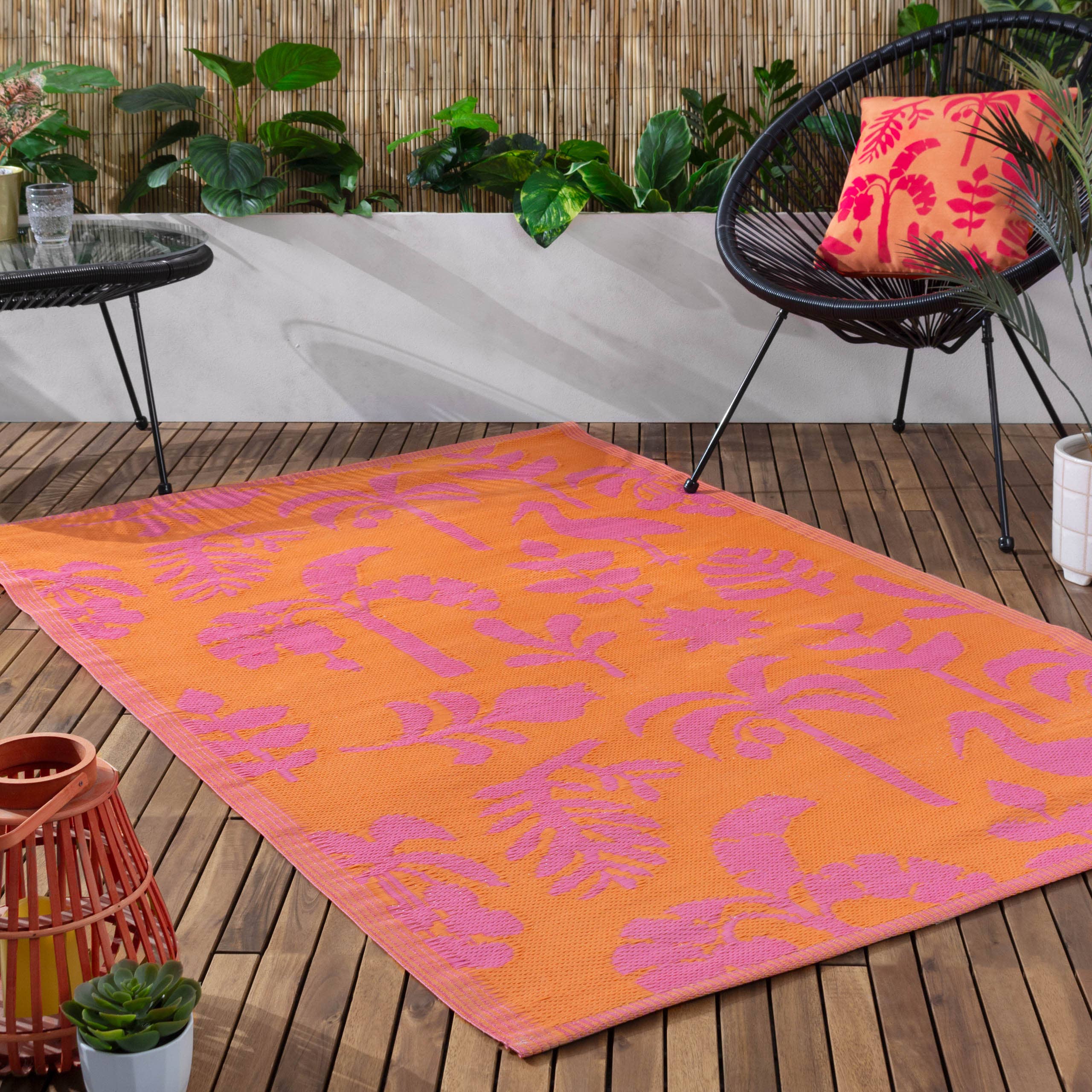 Tapis Marula pour intérieur/extérieur 100 % recyclé, orange/rose: Orange/Rose / 120 x 180 cm