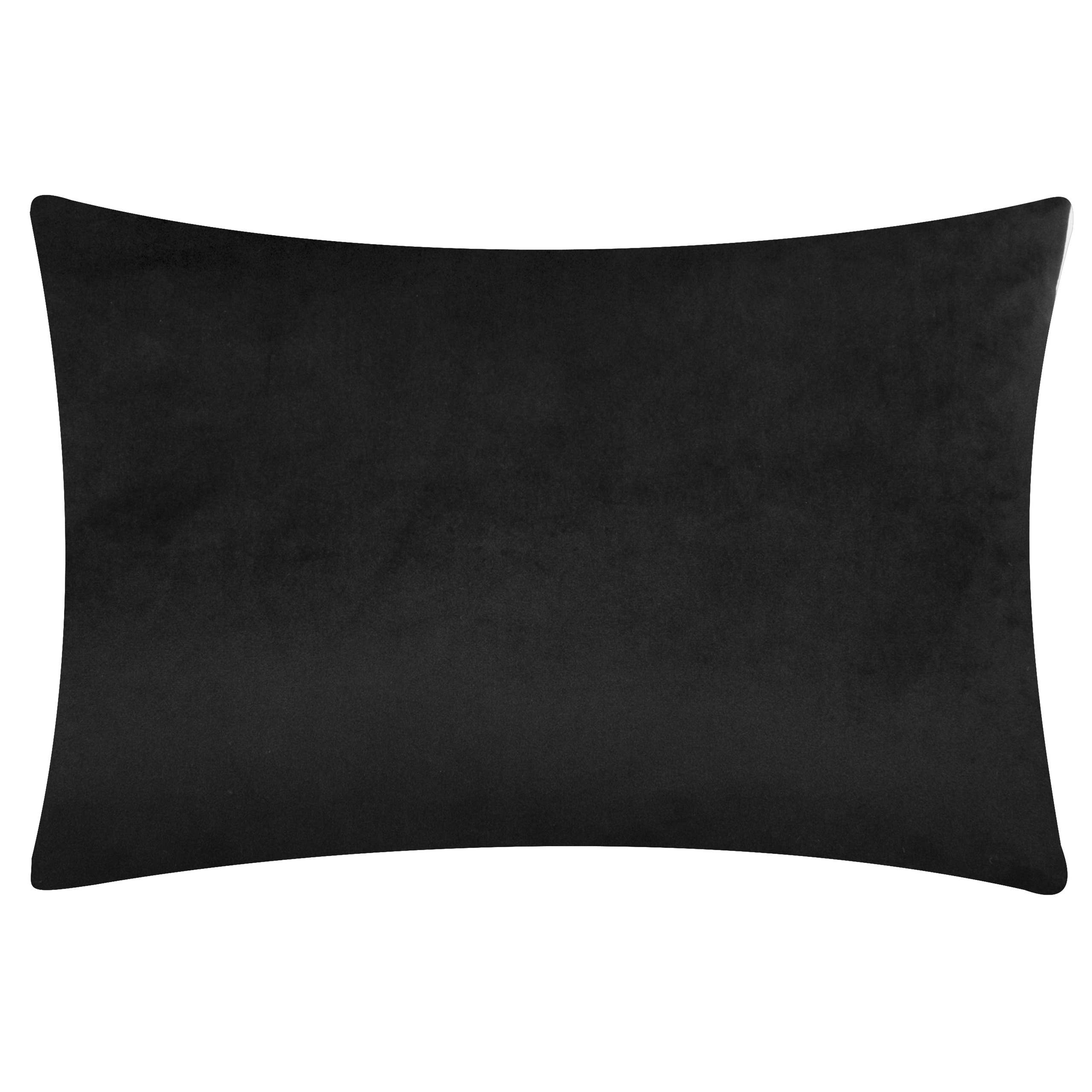 Coussin noir brodé de piments: Noir / Garni en polyester / 40 x 60 cm
