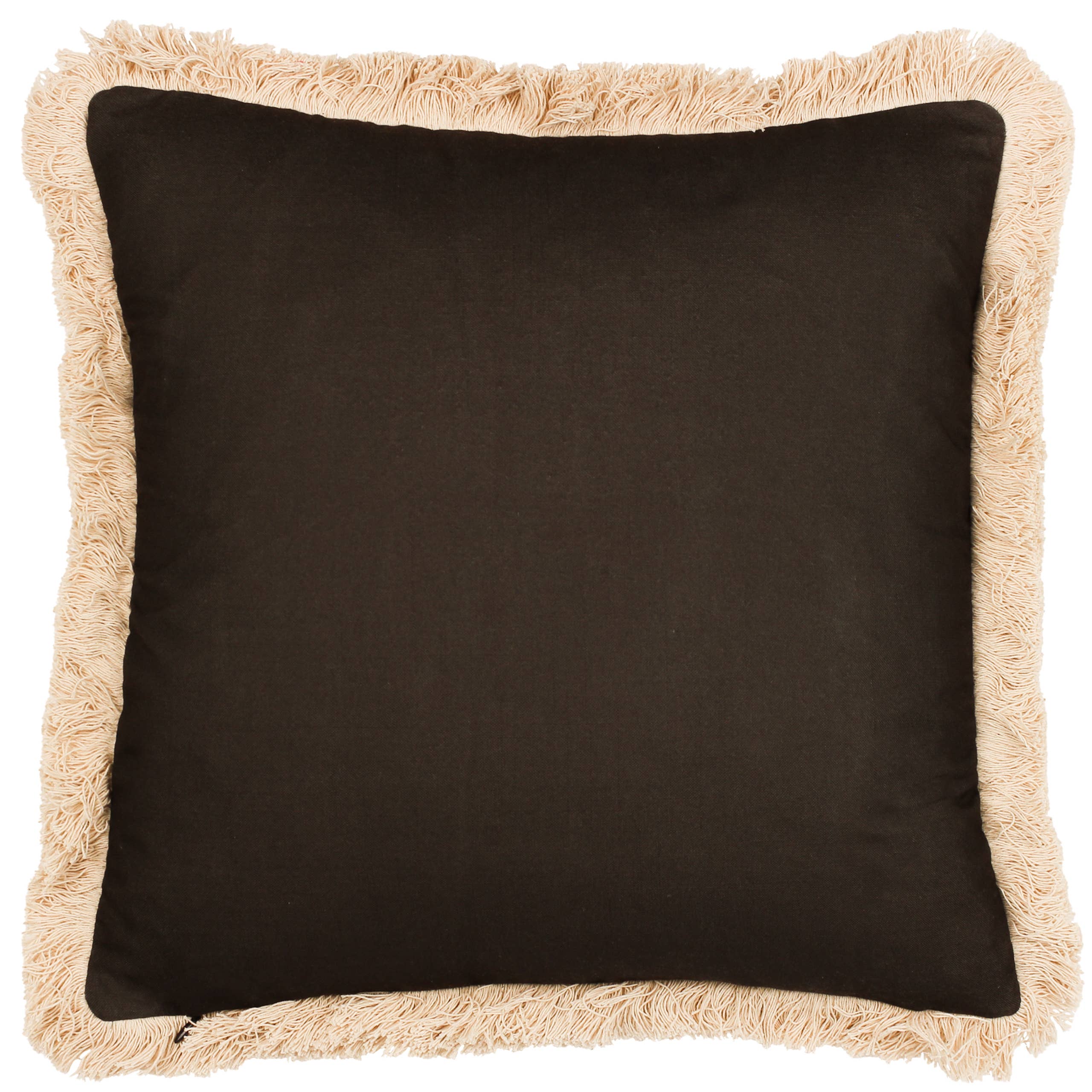 Coussin Colonial Palm à franges coloris espresso: Espresso / Garni en polyester / 45 x 45 cm