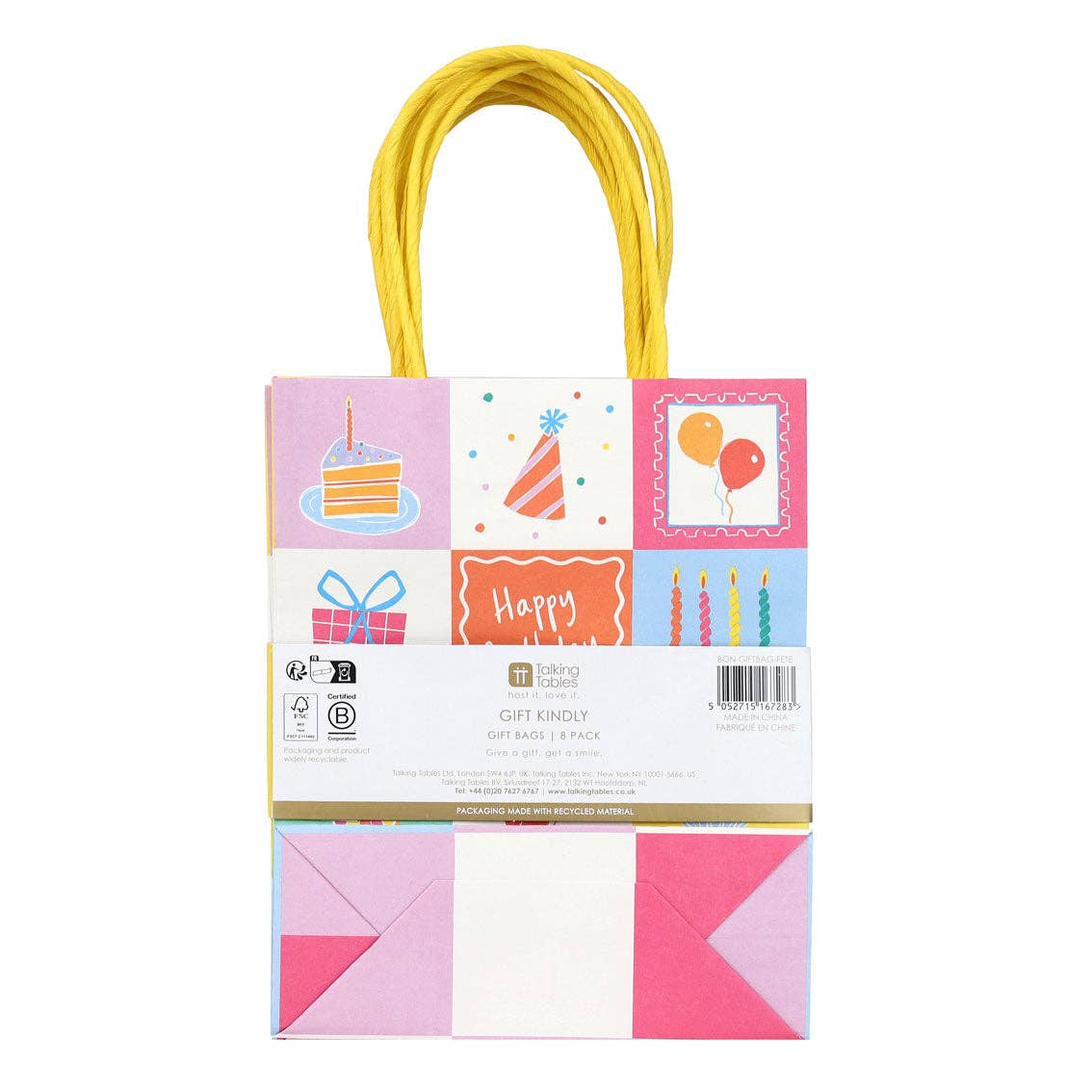 Sacs Cadeaux Icônes Joyeux Anniversaire - Lot de 8 | Décoration d'Anniversaire |